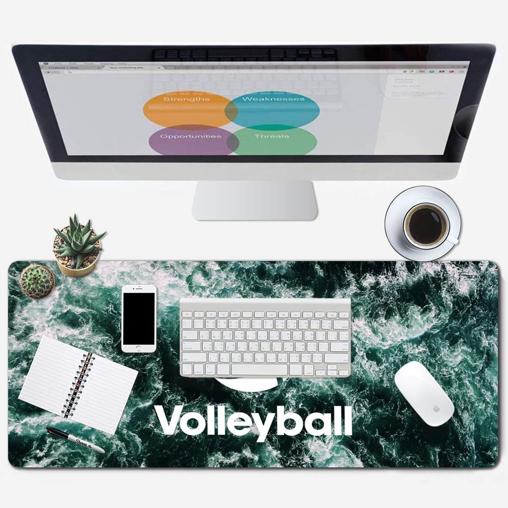 ZYCCW XXL Gaming Mouse Pad 31.5x11.8 Inches - Non-Slip Rubber Base, Stitched Edges, Ergonomic Design for PC & Laptop - Marble Pattern Extended Mouse Mat (Seawave Volleyball) - Perfect for Gaming, Office Work & Home Computer Setup