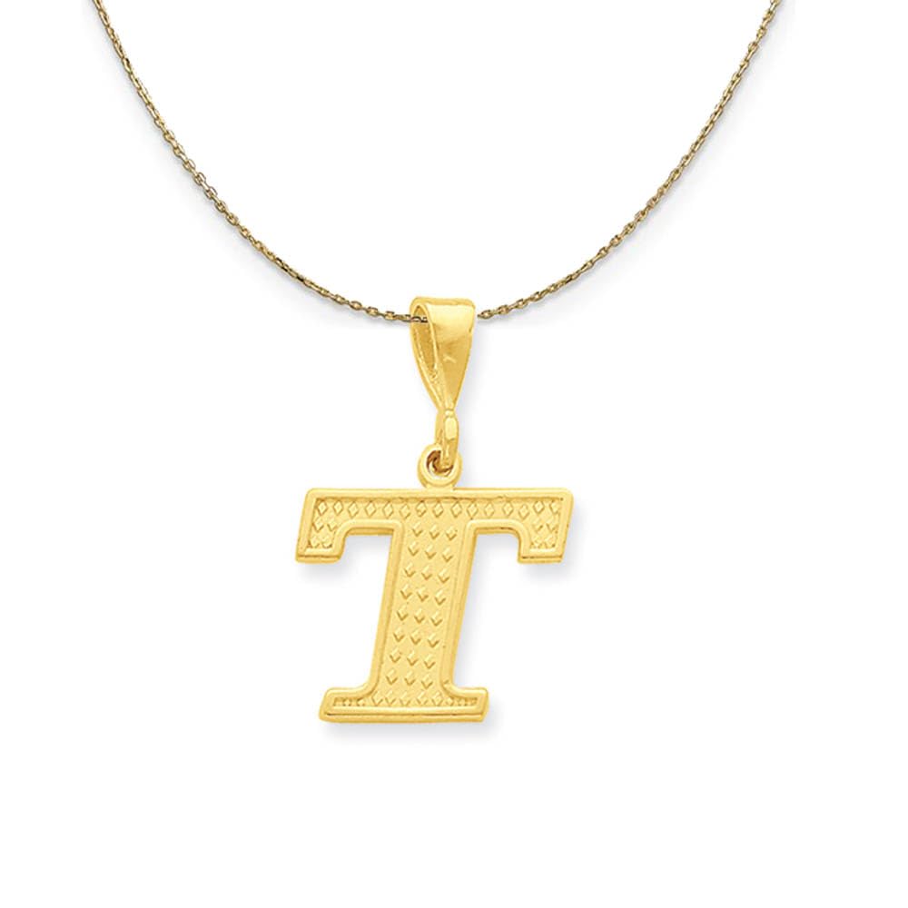 14k Yellow Gold Initial T Necklace - Elegant Gift for Her