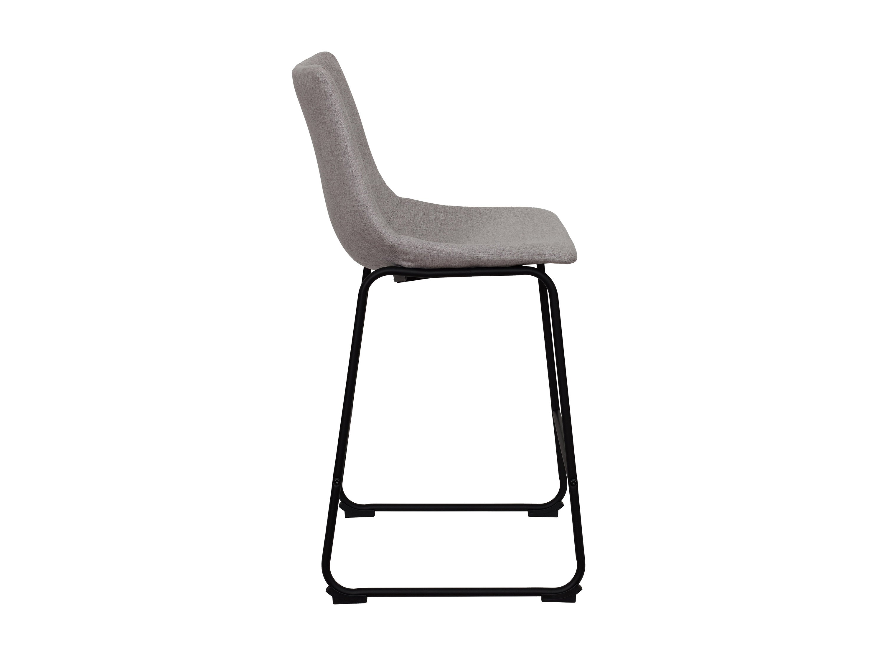 Light Grey Upholstered Bar Stools - Modern Kitchen Counter Stools with Padded Seat & Metal Legs for Dining Room, Bar or Breakfast Nook - Set of 2 Comfortable Counter Height Stools