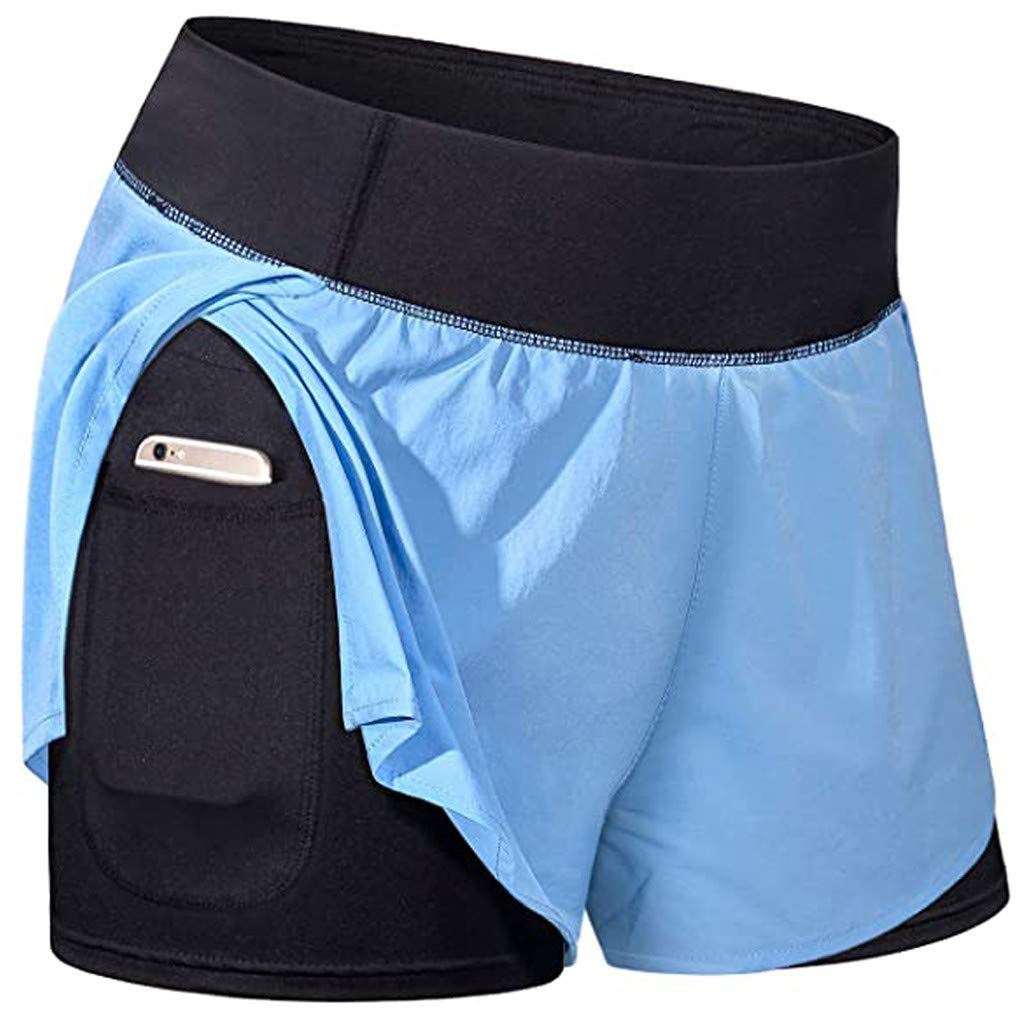 Women's Workout Shorts with Pockets - Yoga & Running 2-in-1