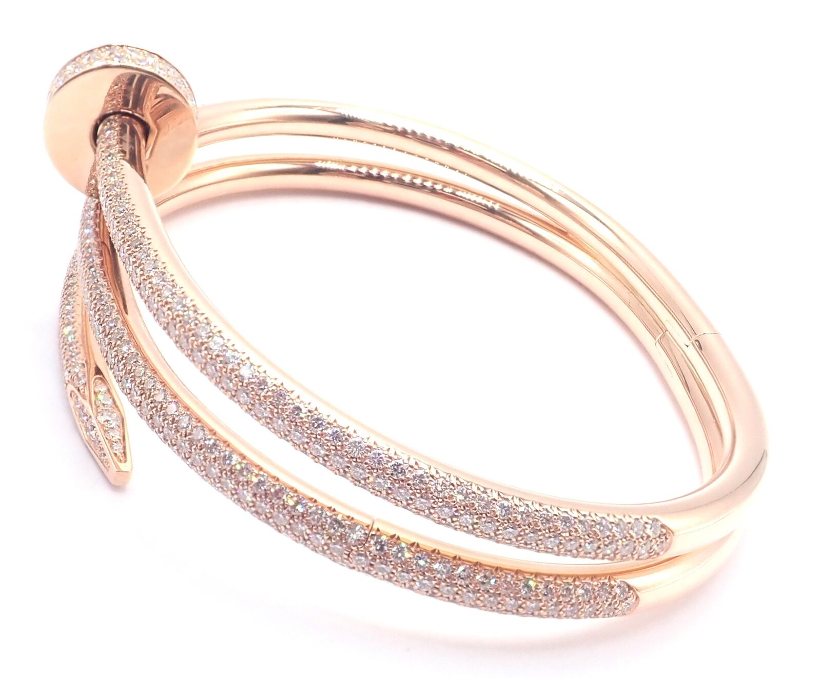 Cartier Juste un Clou 18K Rose Gold Diamond Bangle Bracelet - Size 16 - Luxury Nail Design Jewelry for Women - Perfect for Weddings, Anniversaries & Special Occasions