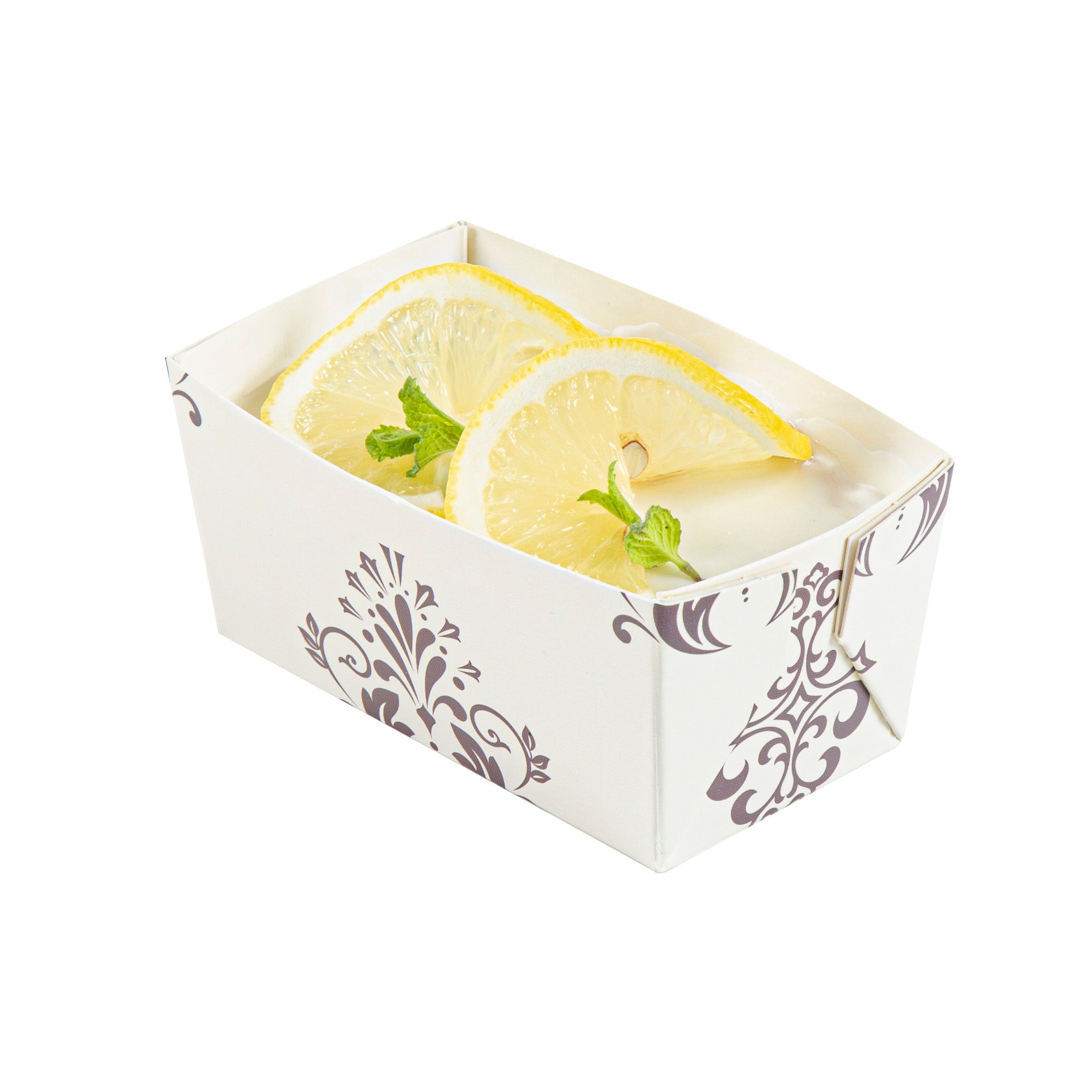 Bake Tek 9 oz Beige Vintage Floral Paper Mini Loaf Pans - Greaseproof Baking Cups (4