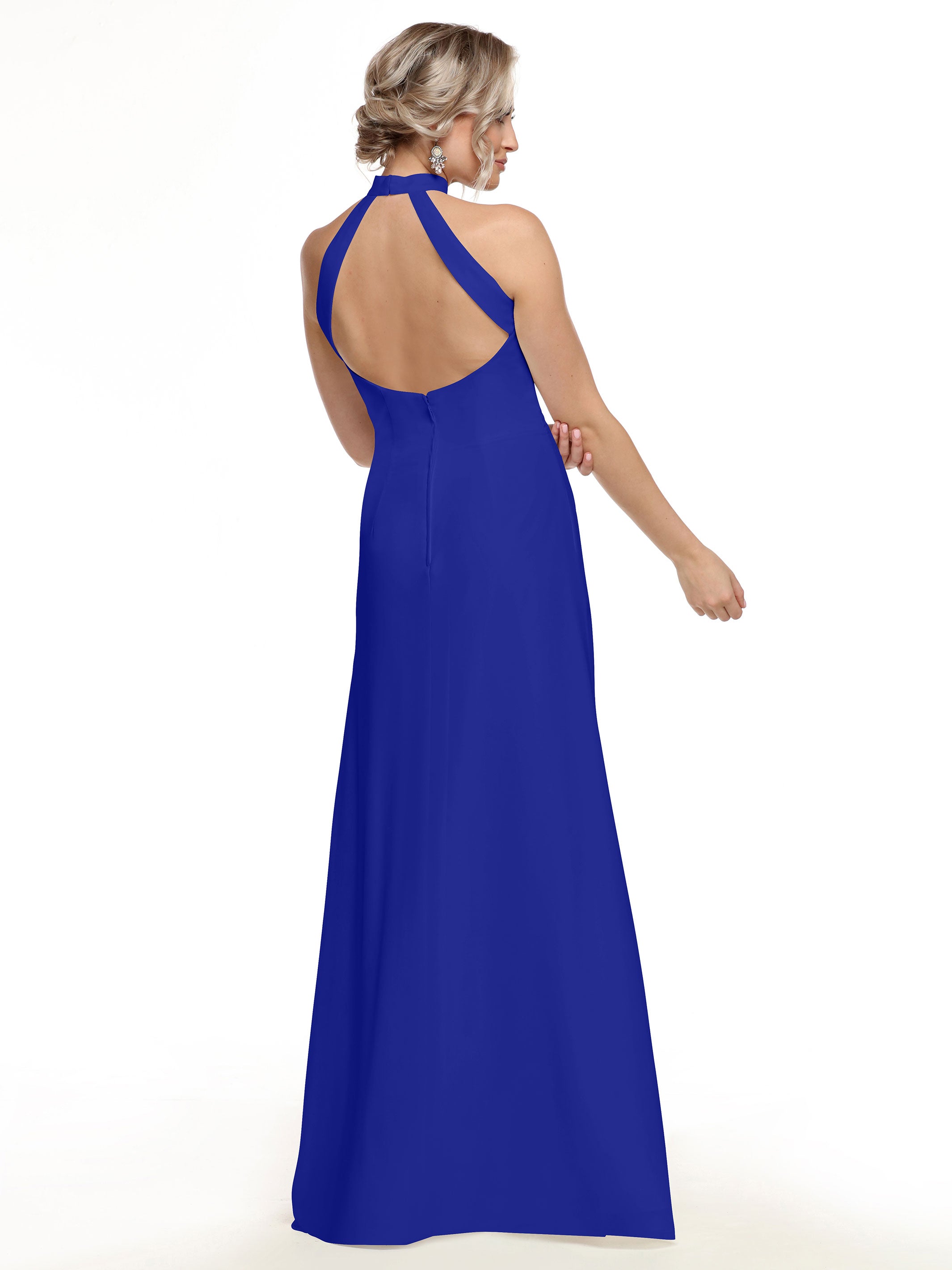 Elegant 80138 Chiffon A-Line Bridesmaid Dress with Keyhole Halter Neckline - Perfect for Weddings, Formal Events & Special Occasions