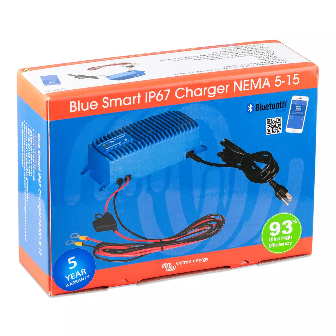 Victron Blue Smart IP67 Waterproof Battery Charger - 12V/24V Marine, RV, Solar Power Charging for Boats, Cars, and Outdoor Adventures