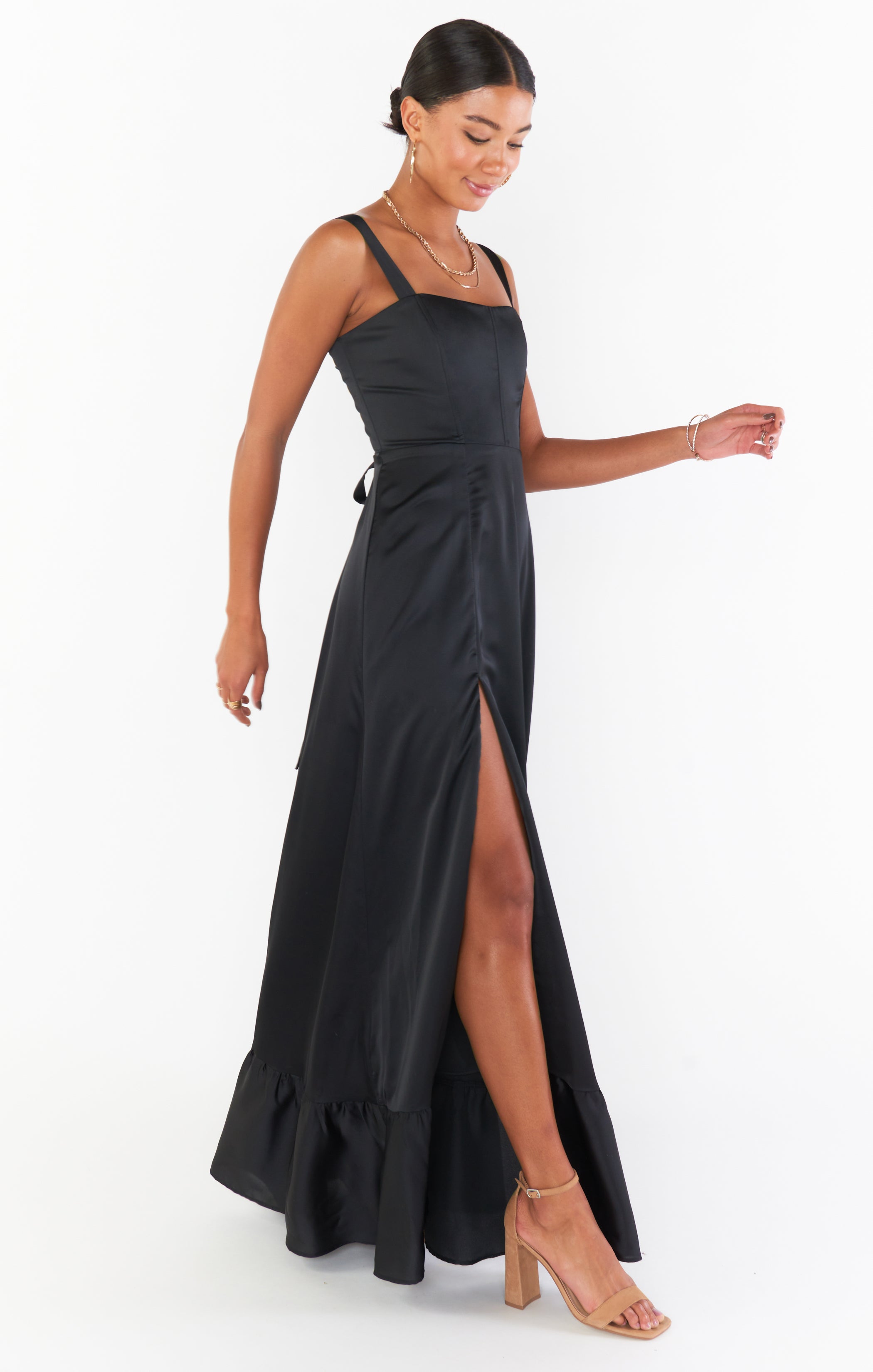 Clarissa Corset Dress - Black Luxe Satin Corset Top for Women | Elegant Evening Wear, Date Night Outfit & Special Occasion Dress