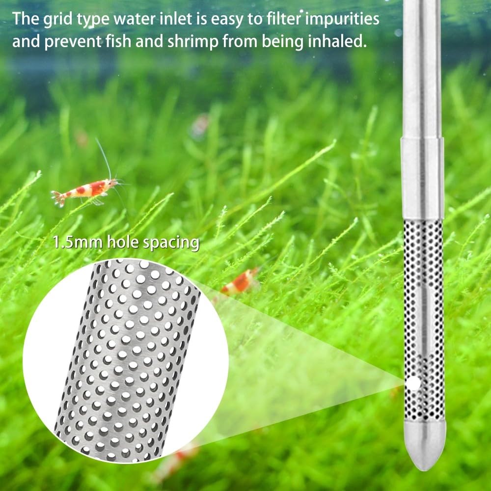 MiOYOOW 304 Stainless Steel Aquarium Lily Pipe Inflow Outflow Set with Aluminum Alloy Clamp (12/16mm) - Perfect for Freshwater Planted Tanks & Shrimp Aquariums