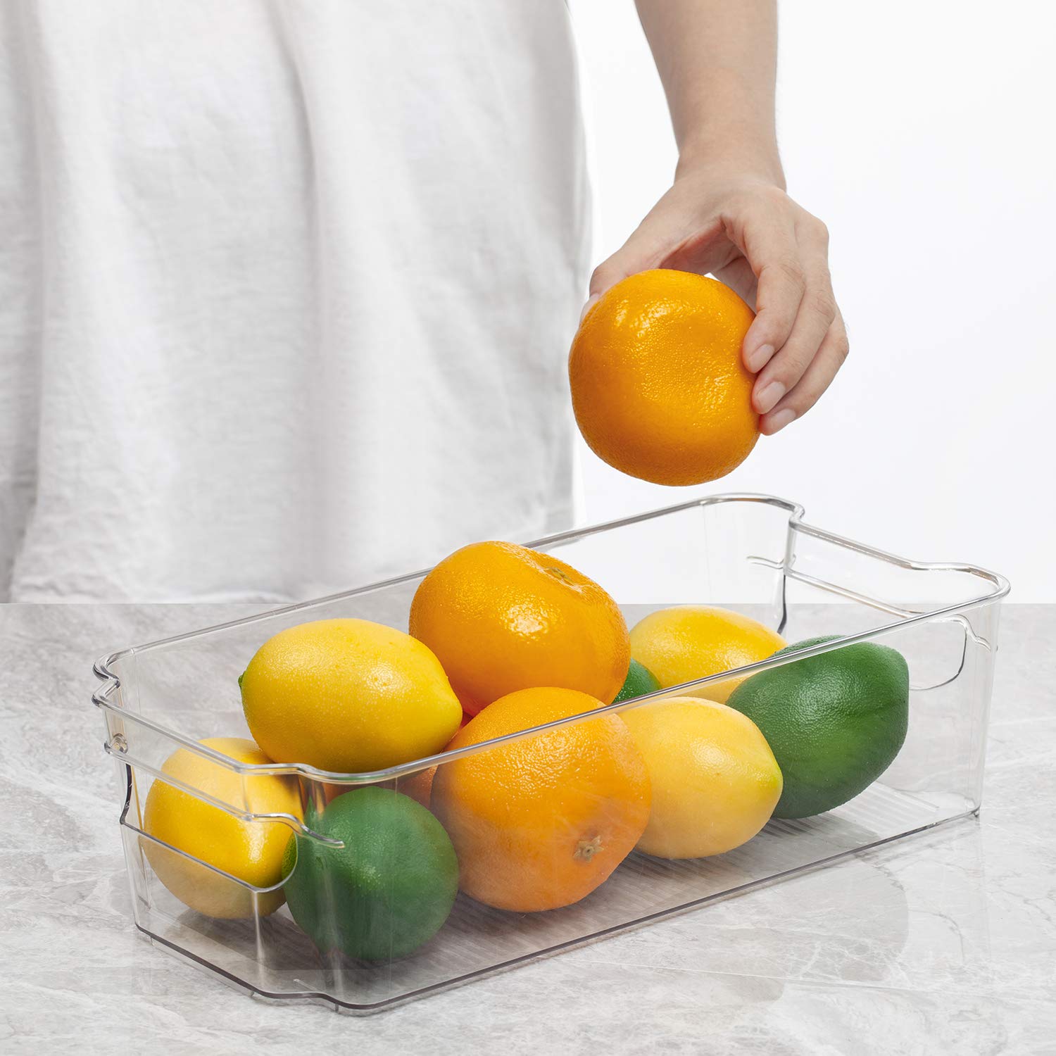 HOOJO 8-Piece Clear Plastic Refrigerator Organizers - BPA-Free Fridge Storage Bins for Freezer, Kitchen Cabinet & Pantry Organization (12.5