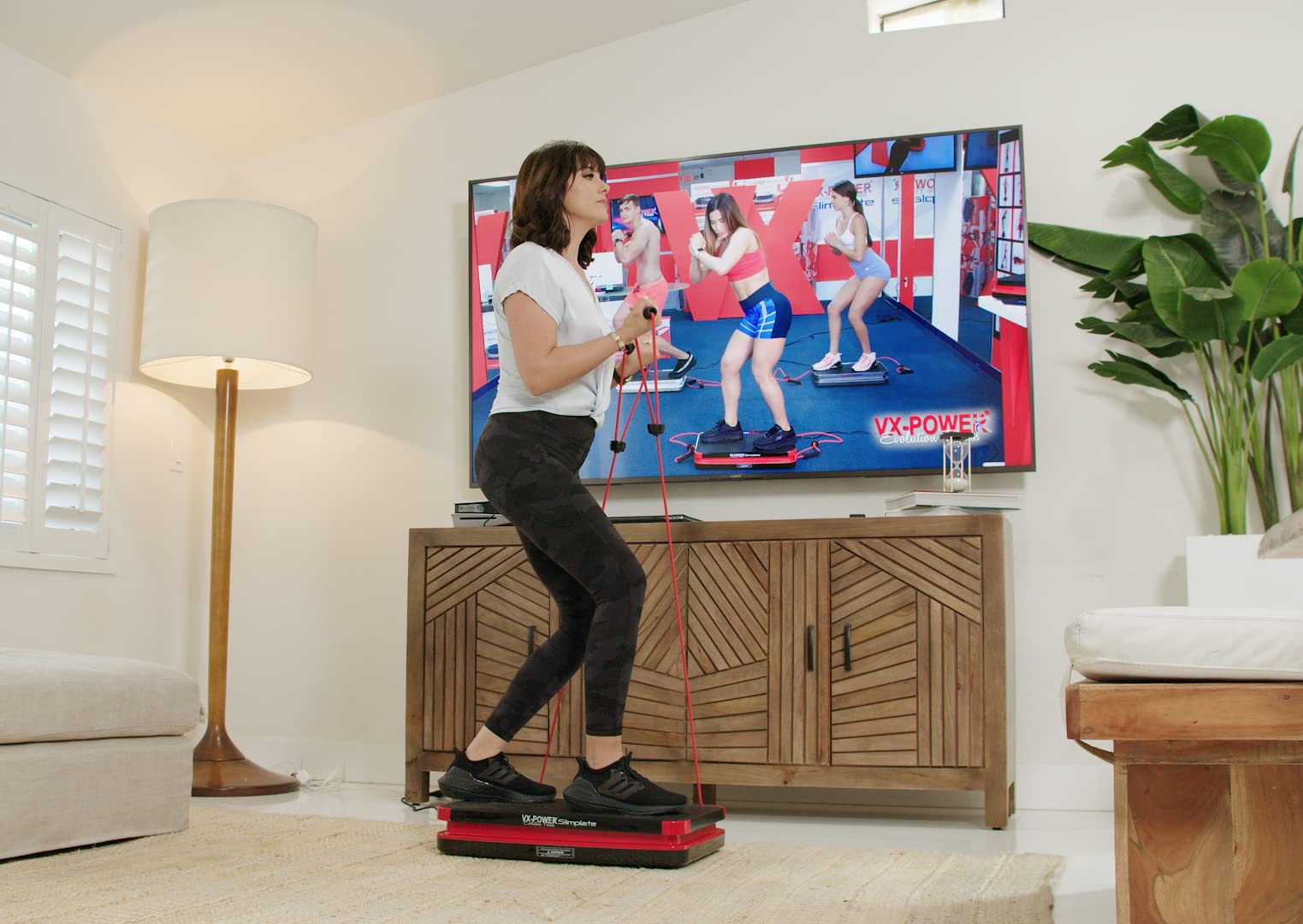 VX-Power SlimPlate Digital Vibration Platform - Whole Body Oscillating Exercise Machine with Resistance Bands & Bluetooth Speakers for Home Cardio, Weight Loss, Muscle Toning & Fitness - Perfect for Home Gym, Workout Recovery & Relaxation