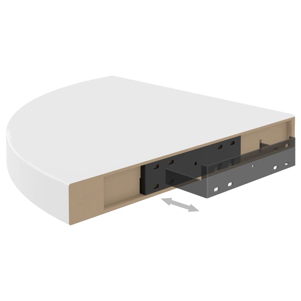 Modern Floating Corner Shelves Set of 4 - White MDF Wall Mounted Storage Shelf 13.8