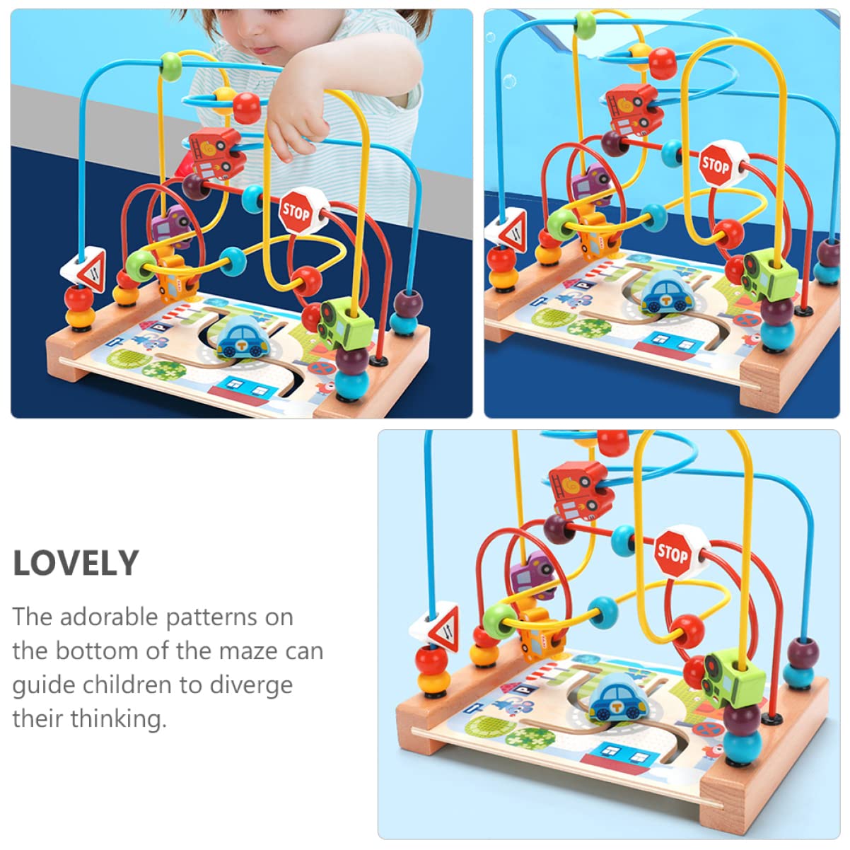 ibasenice 2 Pcs Wooden Bead Maze Roller Coaster Toy - Montessori Abacus Activity Cube for Toddlers & Kids - Educational Learning Toy for Counting & Fine Motor Skills - Perfect for Preschool Classroom, Daycare & Home Play