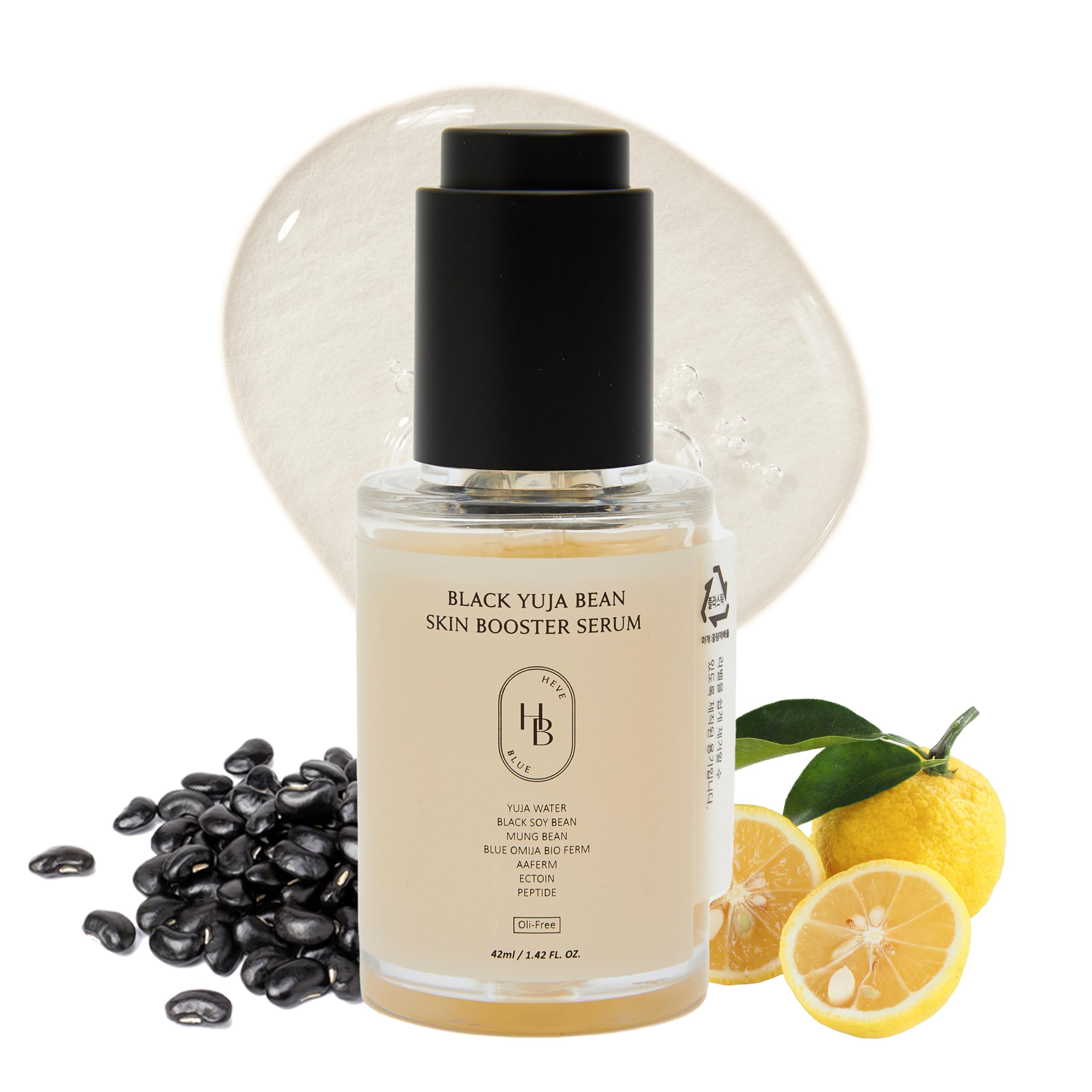 Black Yuja Bean Skin Booster Serum - Korean Moisturizing Face Serum for Sensitive Skin | Hypoallergenic, Deep Hydration, Vegan & Oil-Free Formula | Water-Soluble Collagen for Makeup Adherence | Perfect for Daily Skincare Routine & Nighttime Hydration