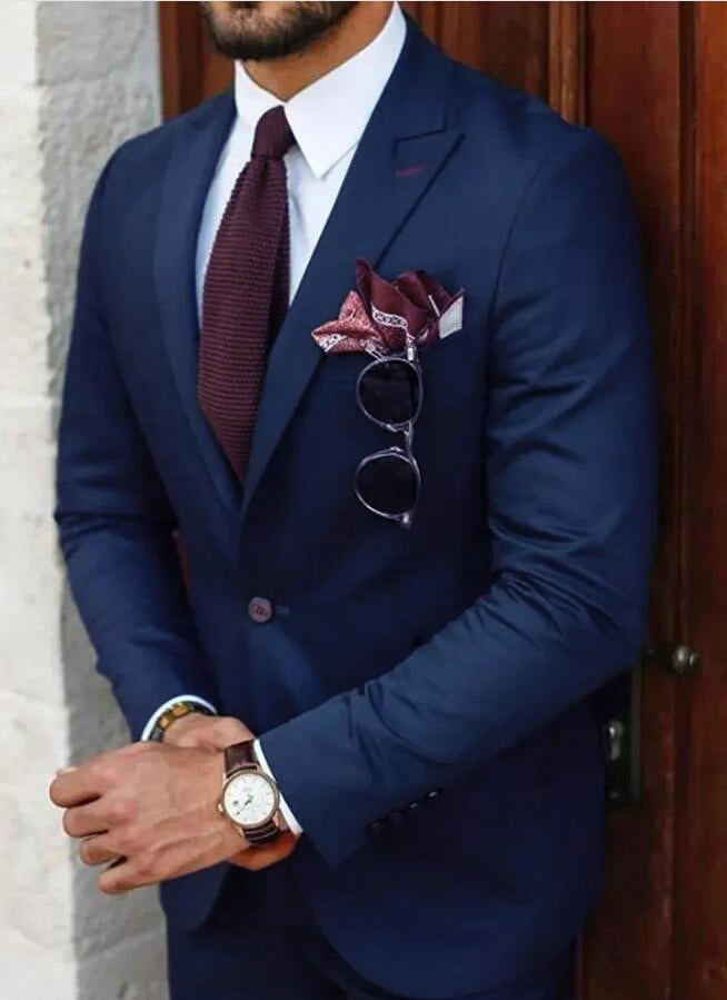 Premium Navy Blue Men's Wedding Suit for Grooms & Groomsmen | Plus Size 2-Piece Tuxedo Set CS486 | Perfect for Formal Weddings, Prom & Special Occasions