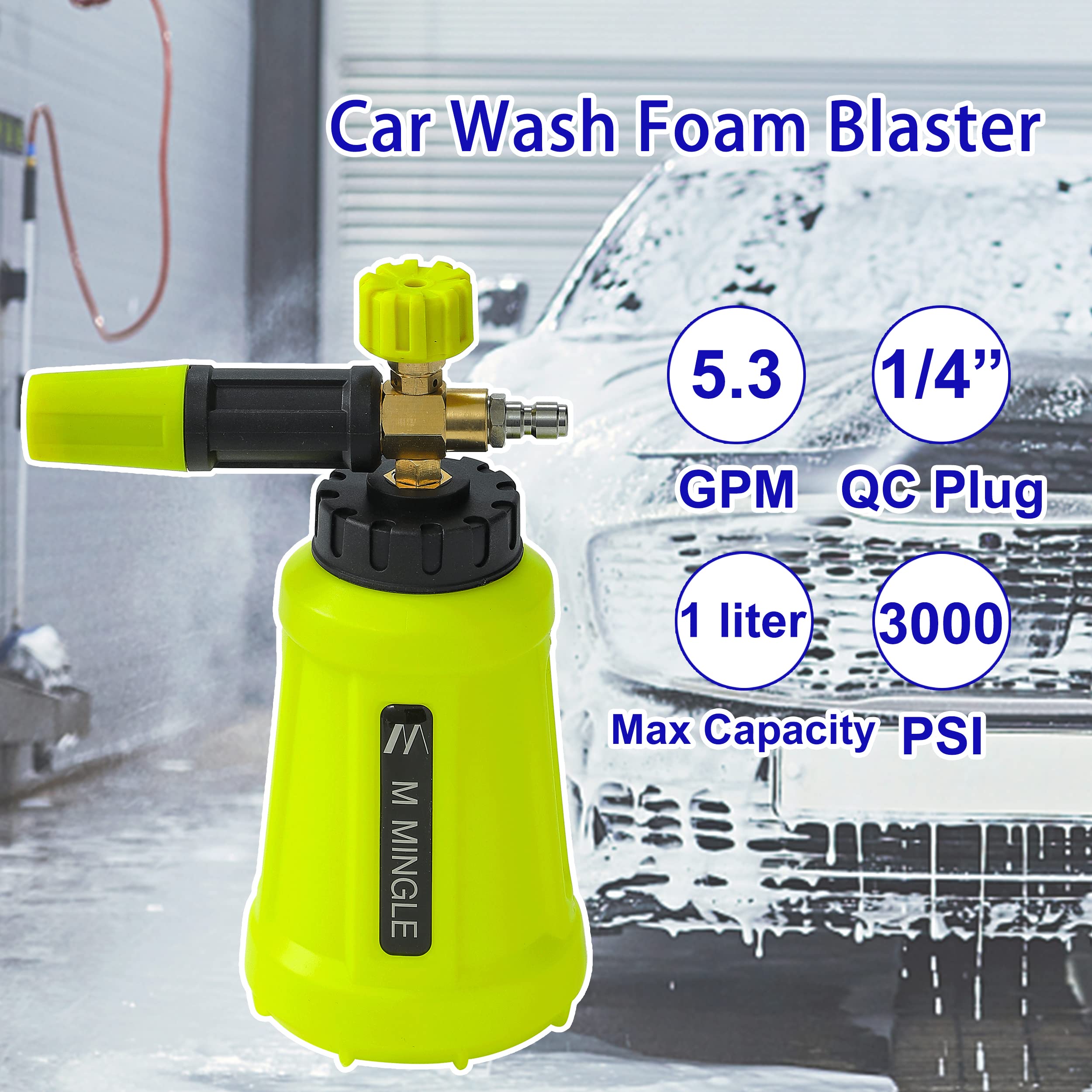 M MINGLE Foam Cannon for Pressure Washer - High Pressure Washer Adapter Set with 1/4