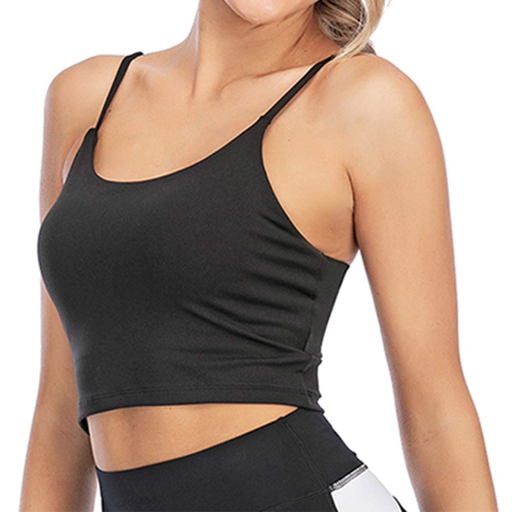High Support Longline Sports Bra - Padded Yoga Crop Top for Women - Workout Athletic Tank Top for Running, Gym & Yoga