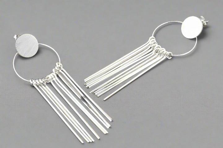 Elegant Silver Circle & 10 Drop Earrings for Women - Trendy Dangle Earrings for Party, Wedding & Everyday Wear