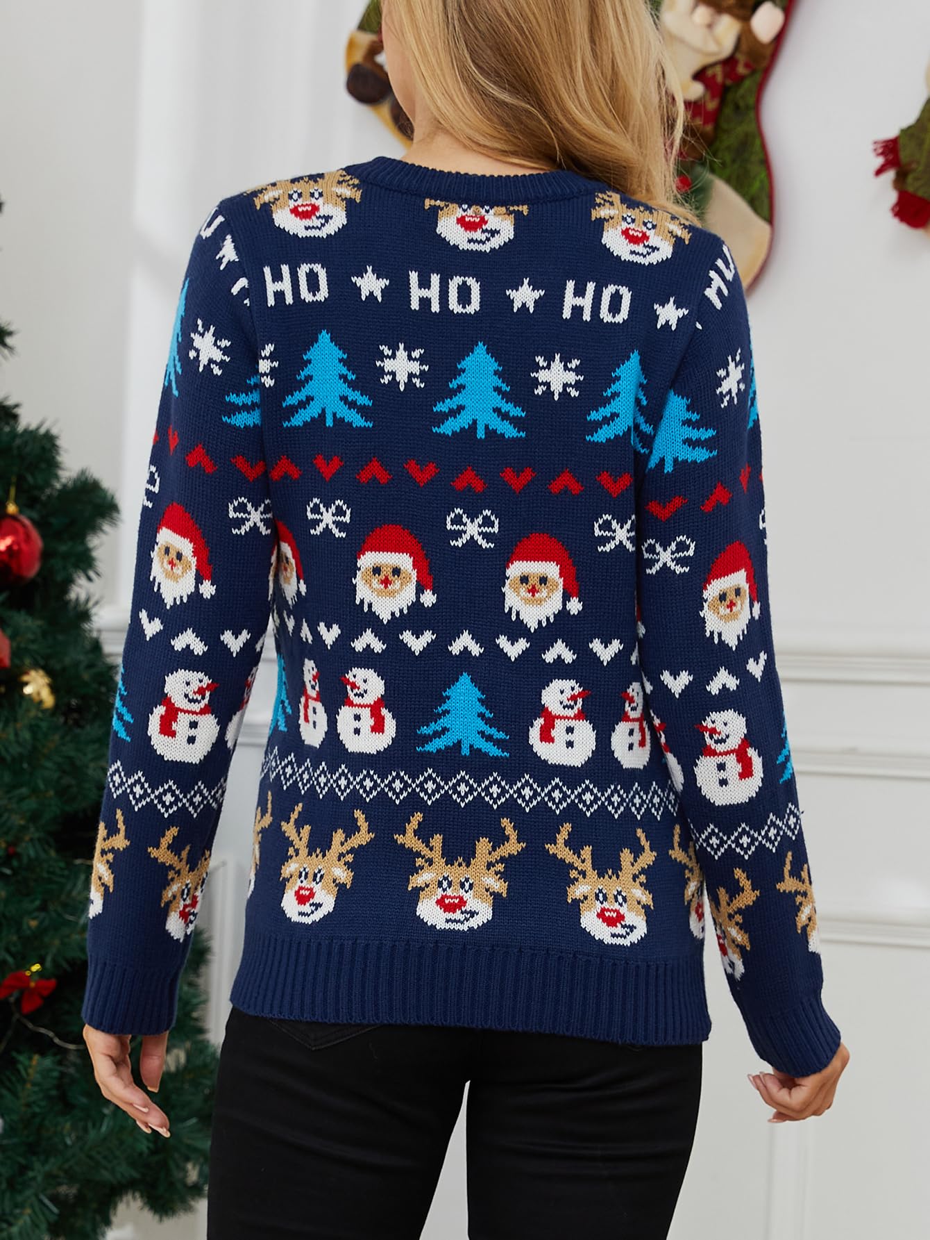 Festive Ugly Christmas Sweater for Women - Holiday Crewneck Sweatshirt Long Sleeve Pullover Top | Perfect for Christmas Parties, Family Gatherings & Office Holiday Events