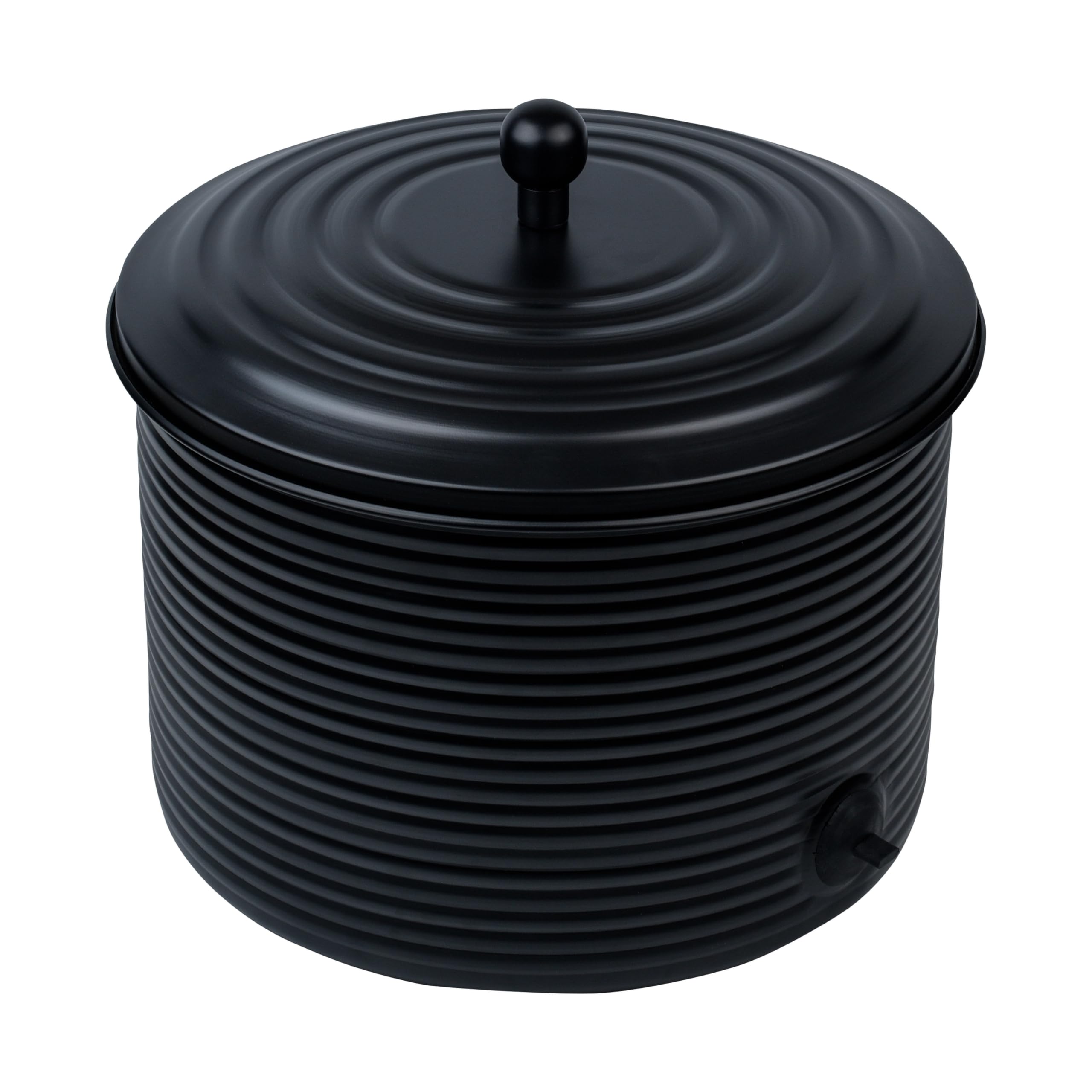 Antique Ribbed Metal Garden Hose Holder Storage Pot with Lid - Expandable Water Hose Container for Outdoor or Indoor Use - Holds Up to 125 ft Hose - Perfect for Yard, Patio, Garage & Garden Organization