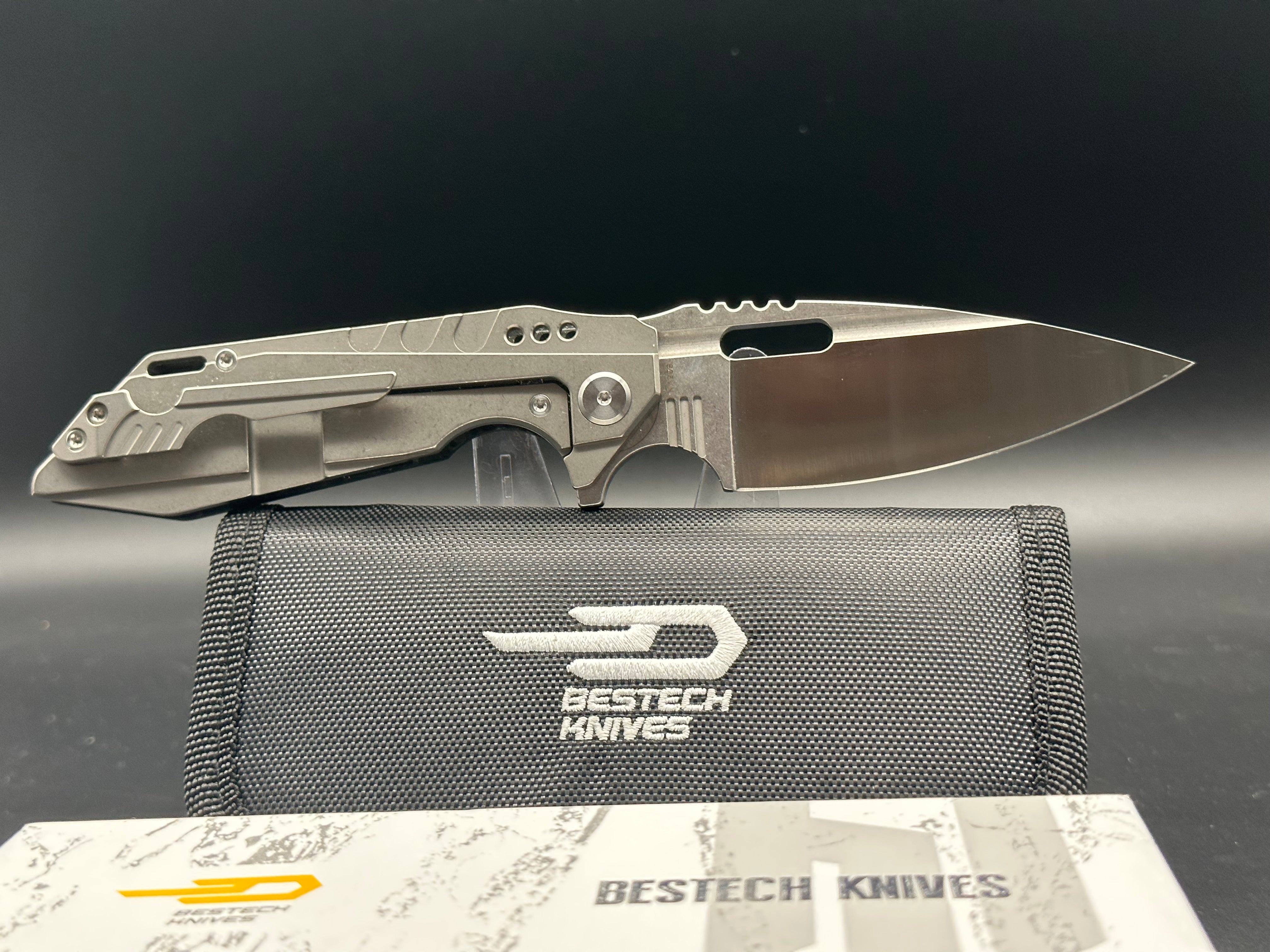 BESTECH SHODAN Folding Pocket Knife - Carbon Fiber & Titanium Handle, S35VN Satin Blade (BT1910C) - EDC, Outdoor Camping, Hunting & Survival Gear
