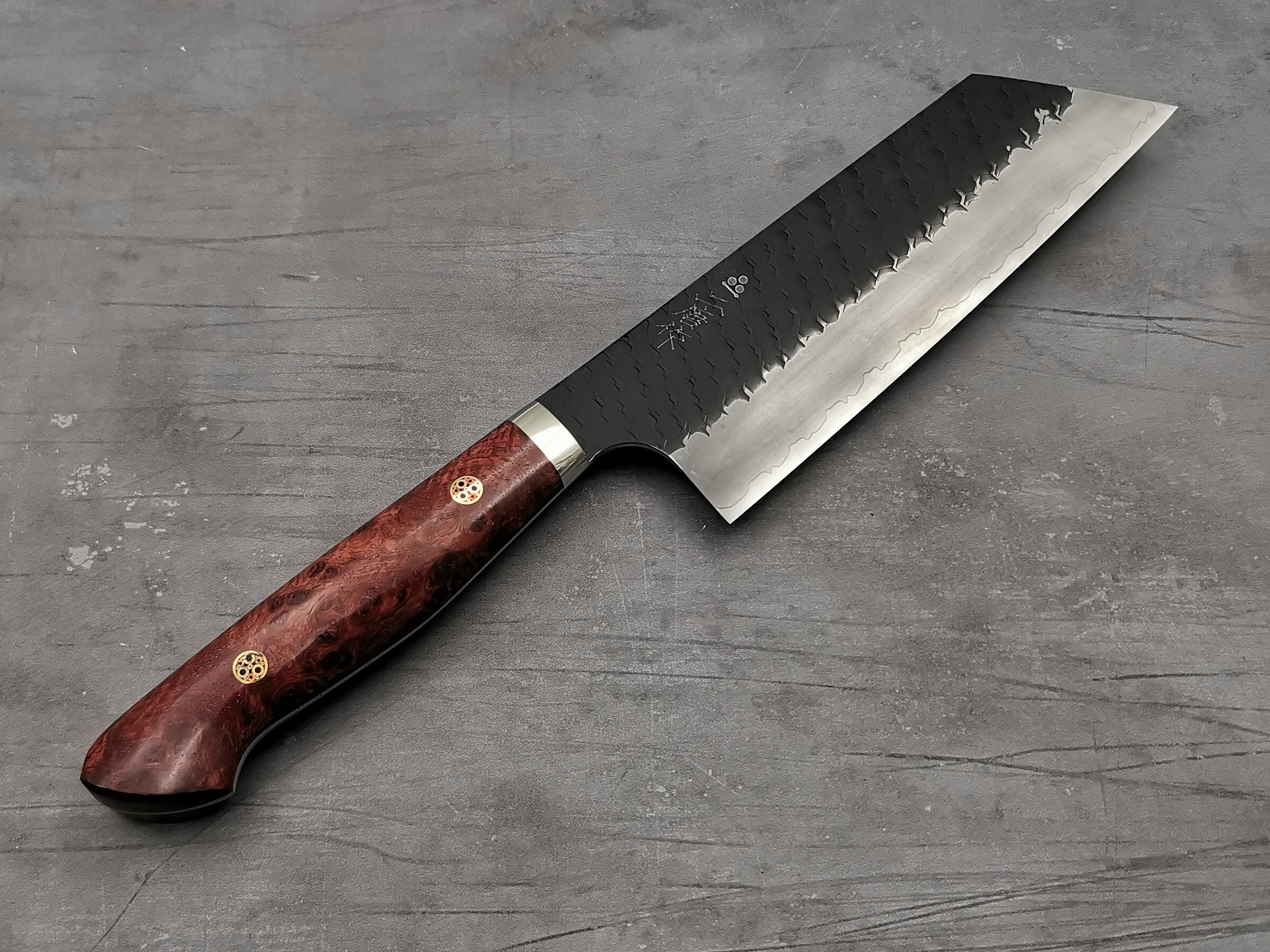 Premium Nigara Hamono SG2 Tsuchime Kiritsuke Nakiri Knife - Japanese Damascus Steel Blade with Karin Wood Handle - Perfect for Sushi, Vegetables & Precision Cutting