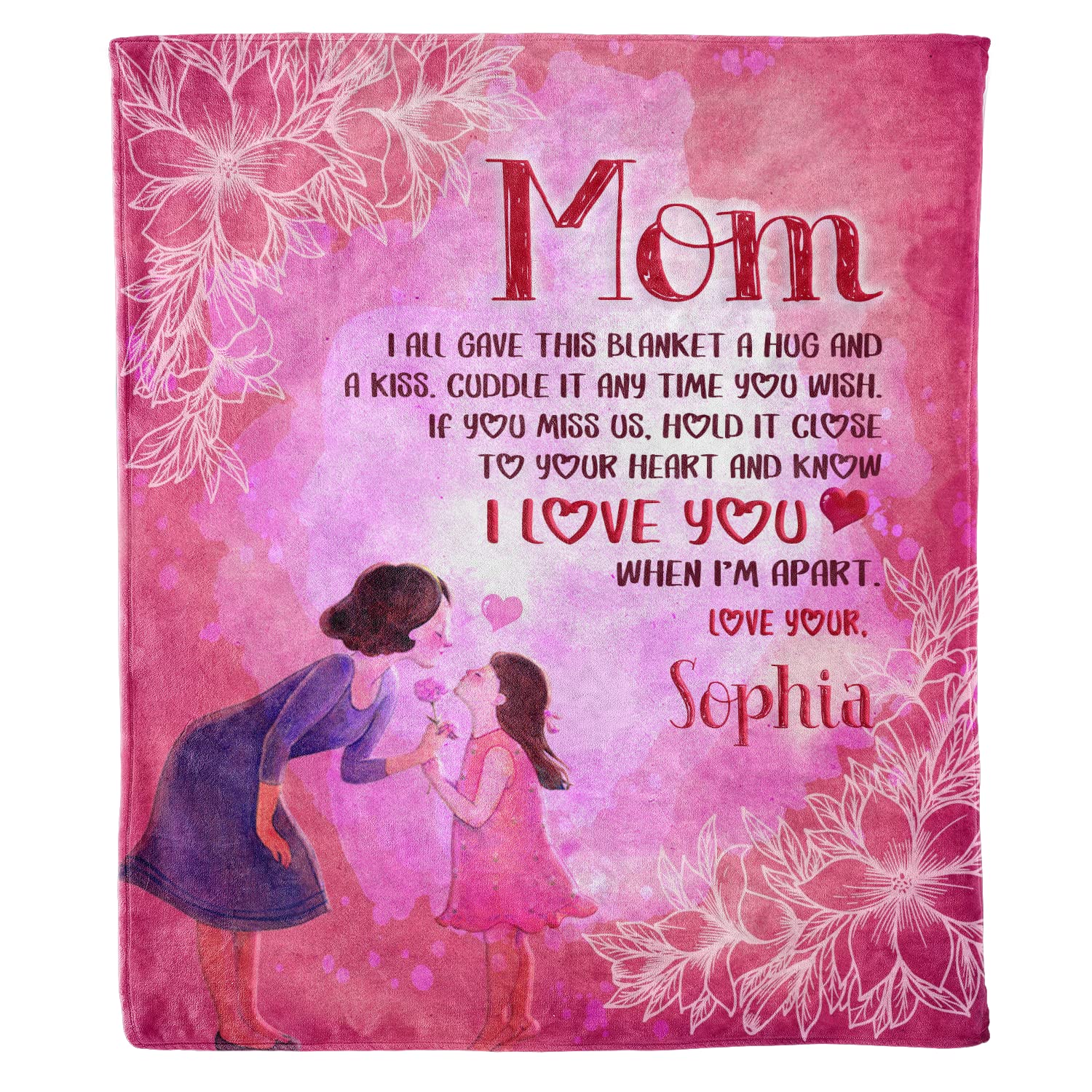 Personalized Mom Blanket - Custom Mother's Day & Birthday Gift from Daughter - Premium Soft & Cozy Throw - Made in USA - Perfect for Cuddling, Relaxing & Heartwarming Moments