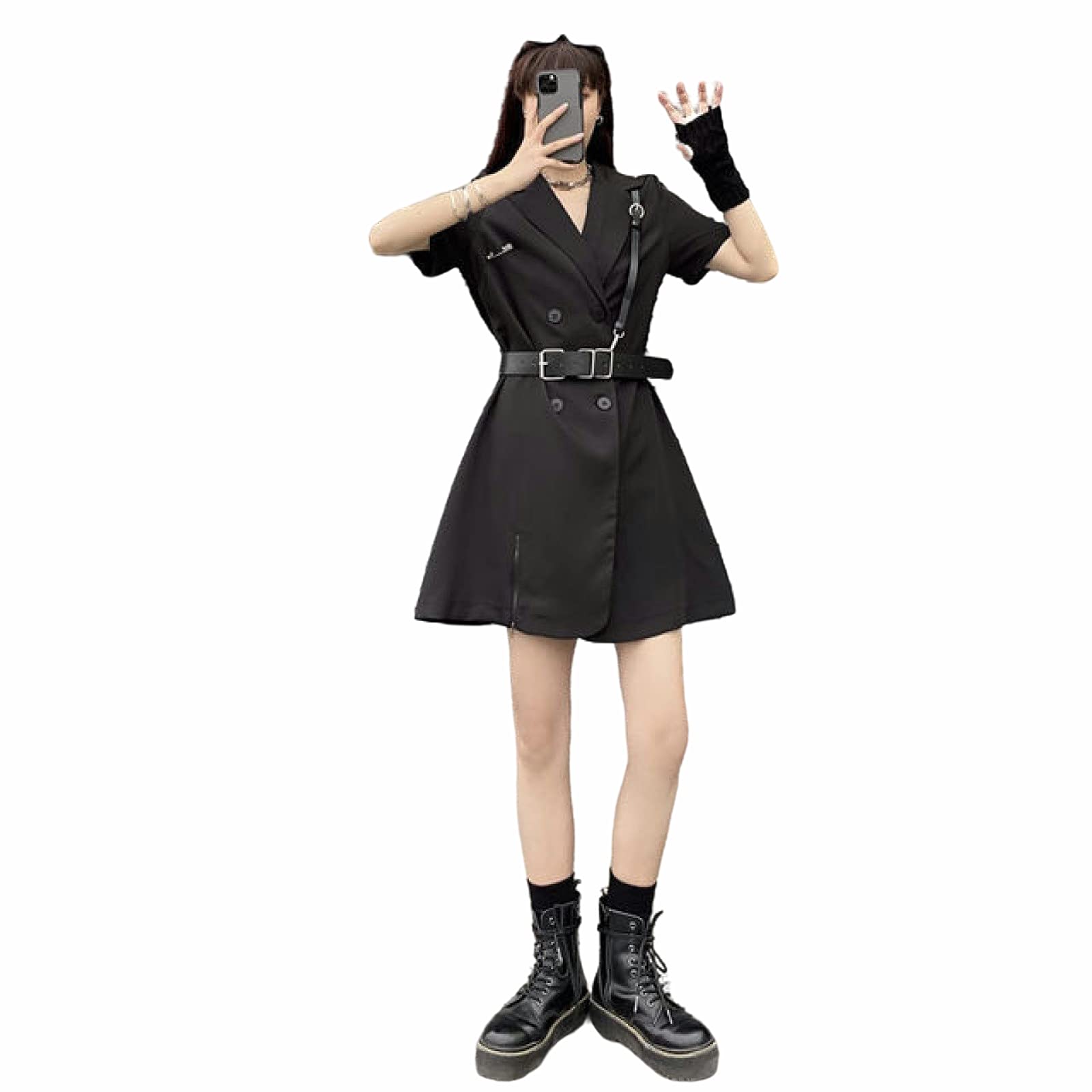 Gothic Punk Dress for Women - Harajuku & College Style Black Lace Dress | Perfect for Cosplay, Halloween, and Alternative Fashion Outfits