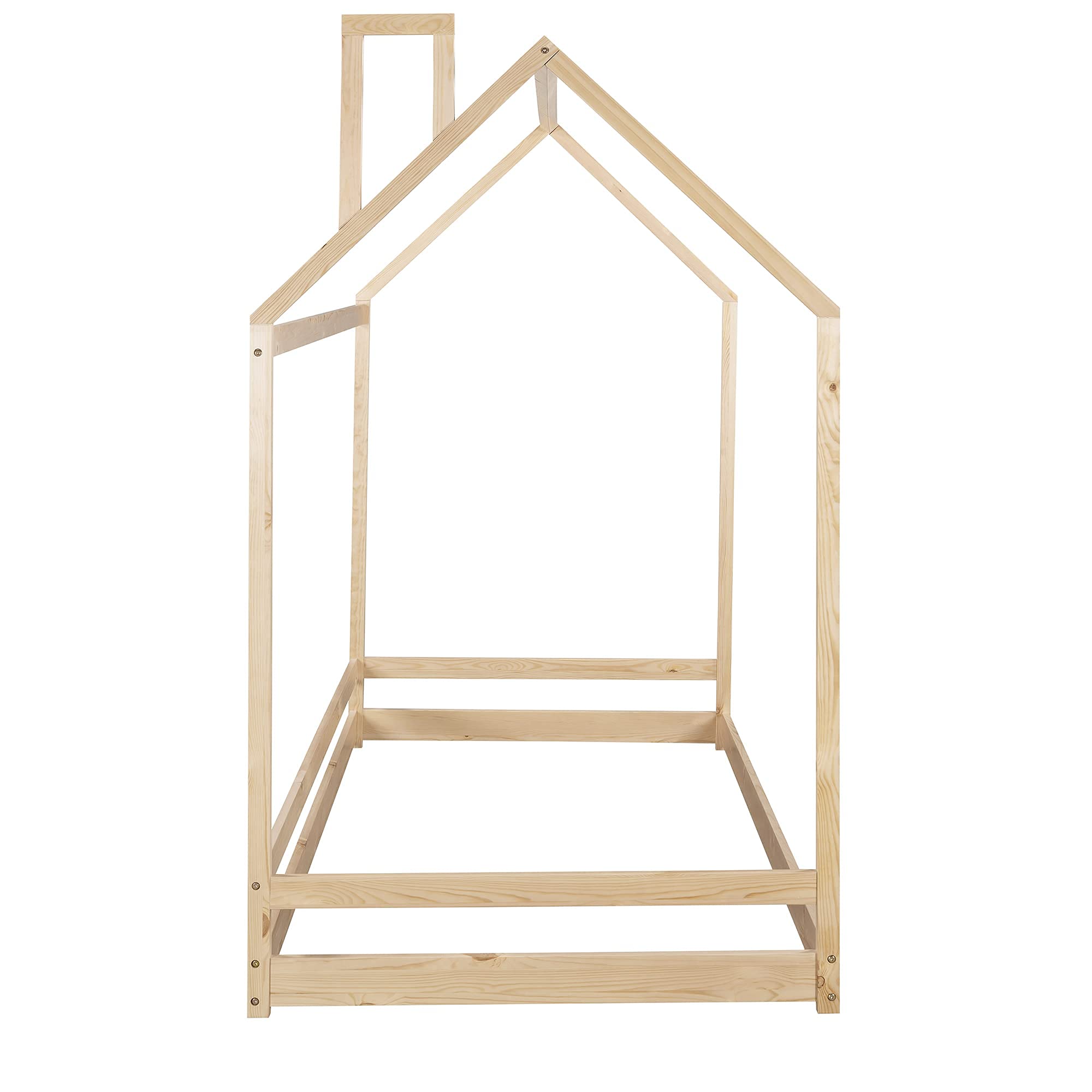 MERITLINE Twin Size House Bed Frame with Roof - Sturdy Wooden Loft Bed for Kids & Teens, No Box Spring Needed - Perfect for Bedrooms, Playrooms & Dorm Decor