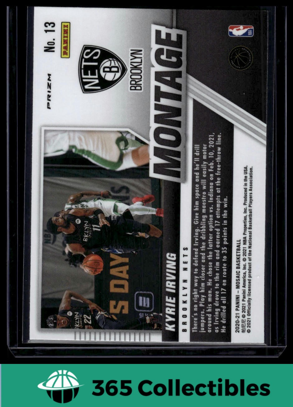 2020-2021 Panini Mosaic NBA Kyrie Irving Prizm #13 Basketball Trading Card - Brooklyn Nets - Collectible Sports Memorabilia for Fans and Card Enthusiasts