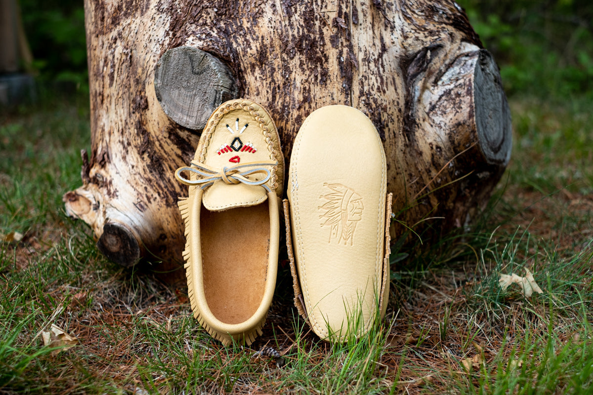 Women's Fringed Moose Hide Leather Earthing Moccasins - Soft & Comfortable Native American Style Shoes for Indoor/Outdoor Wear - Perfect for Yoga, Meditation & Relaxation at Home
