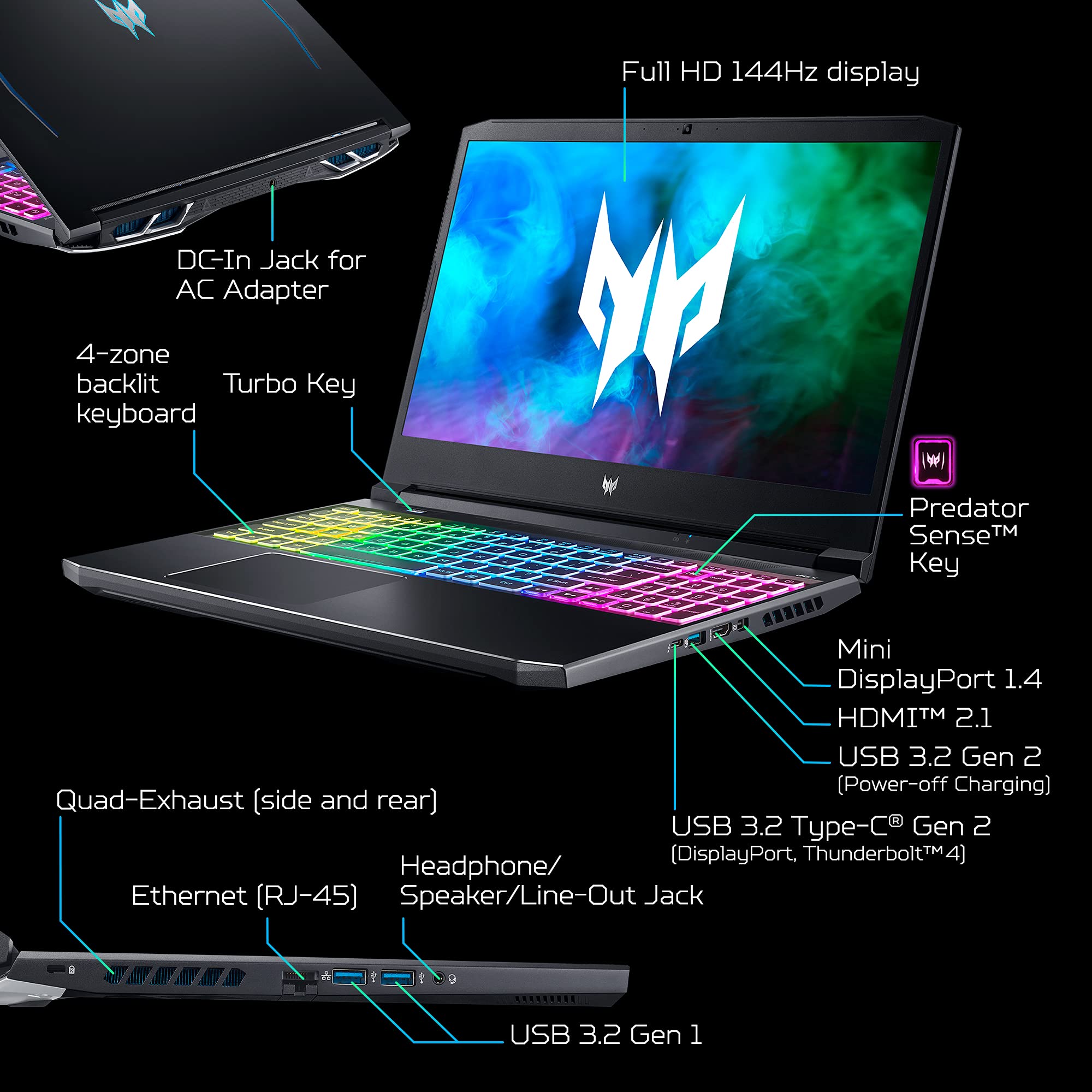 Acer Predator Helios 300 Gaming Laptop - RTX 3060, i7-11800H, 144Hz Display for Pro Gaming