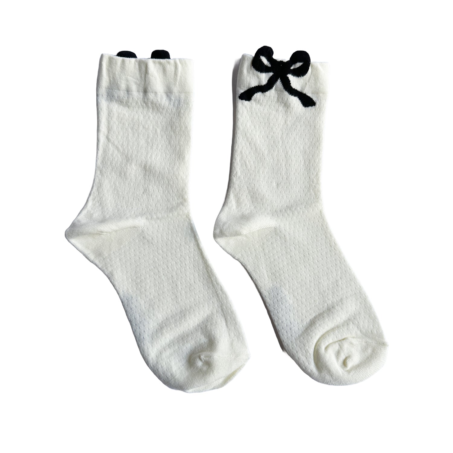 FLOOF Women's Pointelle Bow Socks - Elegant White Lace Ankle Socks for Casual Wear, Date Night & Gift Giving