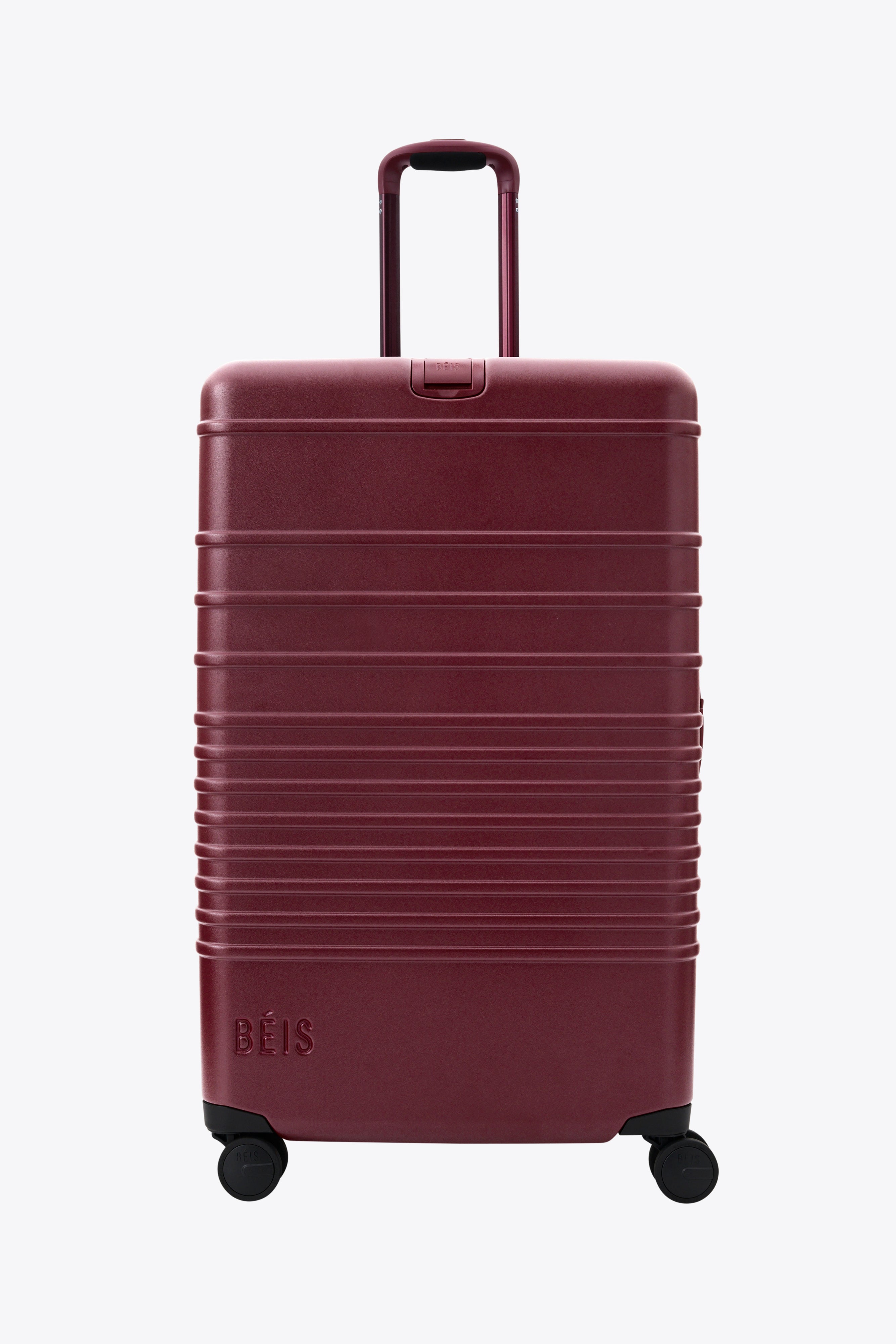Large Burgundy Check-In Roller Suitcase - Spacious Luggage for Air Travel & Business Trips
