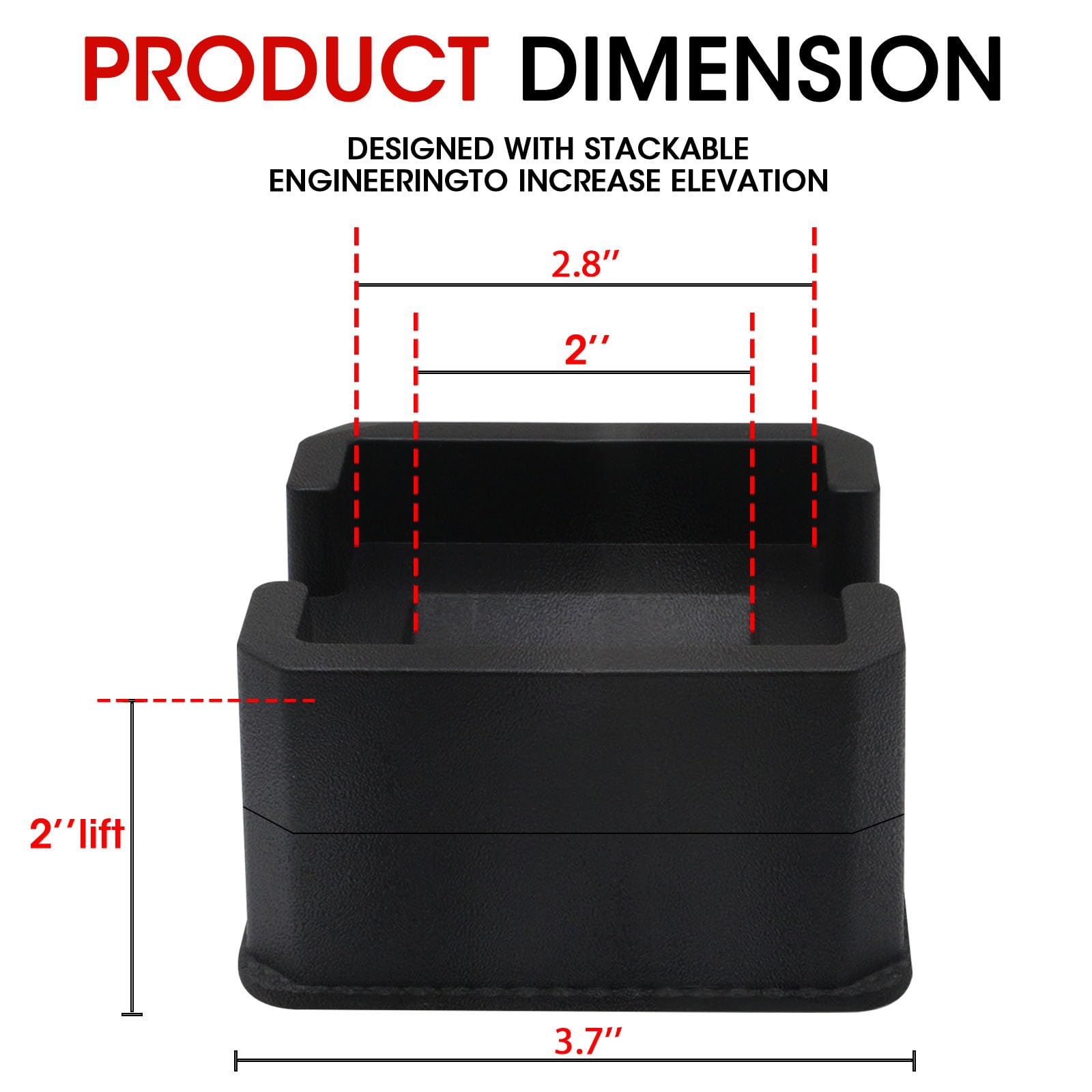 2 Inch Heavy Duty Bed Risers - Adjustable Bed Lifts for Casters & Wheels - Supports Up to 6000lbs - Perfect for Bed Frames, Furniture, Tables, Sofas & Couches - Ideal for Dorm Rooms, Home Offices & Guest Bedrooms