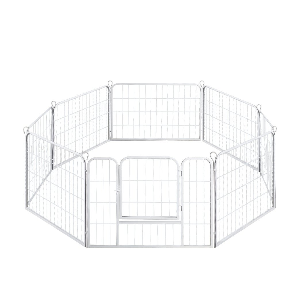 8 Panel 24 Inch Puppy Playpen - White Portable Dog Exercise Pen for Small Medium Dogs - Perfect for Indoor Outdoor Use, Training, Playtime & Travel