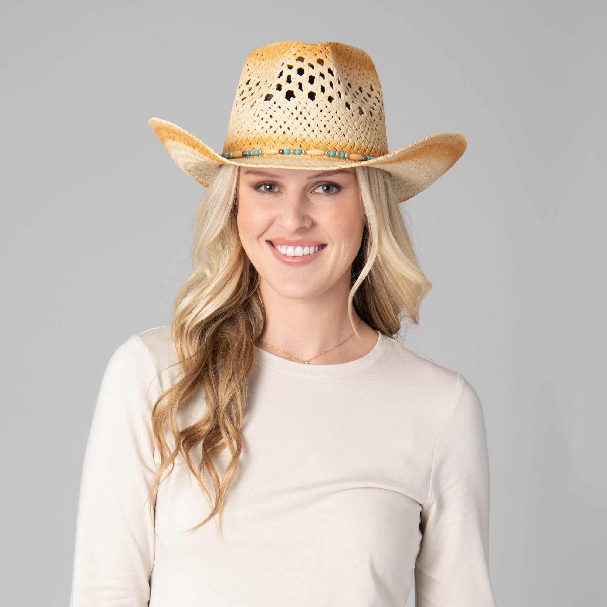 Kaia Women's Pinched Crown Cowboy Hat - Stylish Western Fashion for Women - Perfect for Rodeo, Country Music Festivals & Outdoor Adventures