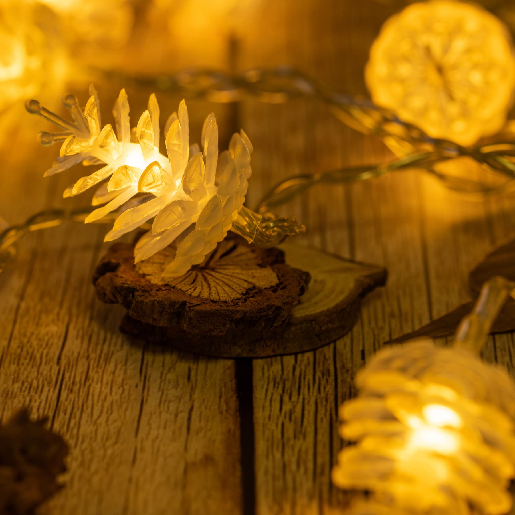 Battery Operated Pinecone String Lights - 17.5ft 35 LED Pine Cone Fairy Lights with 8 Lighting Modes, USB Powered for Indoor/Outdoor Christmas, Wedding, Party, and Home Decor