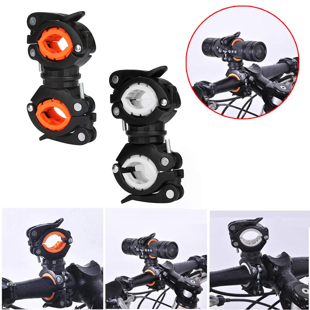 360° Rotating Bike Front Light Mount Holder - Adjustable Flashlight Clamp for Cycling Safety - Perfect for Night Riding, Commuting & Outdoor Adventures