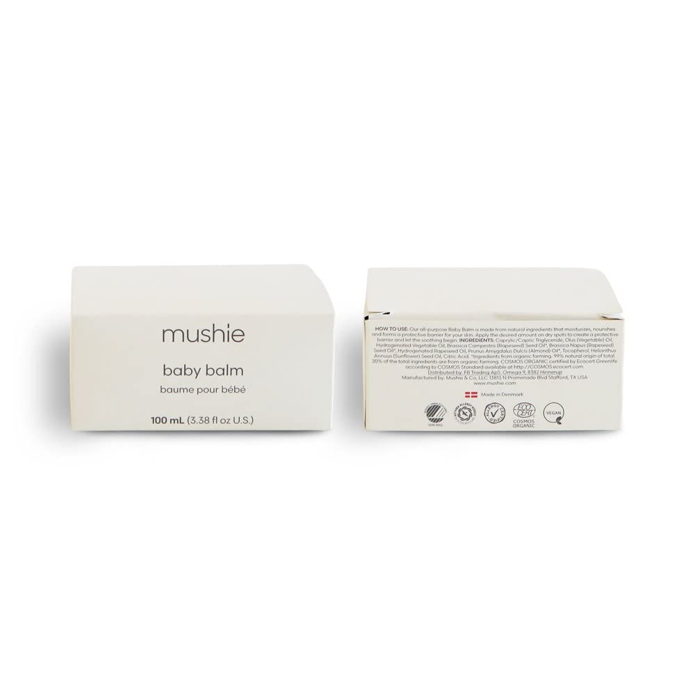 Mushie Organic Baby Balm 100 mL - Soothing Moisturizer for Diaper Rash & Dry Skin - Perfect for Newborns & Sensitive Skin Care