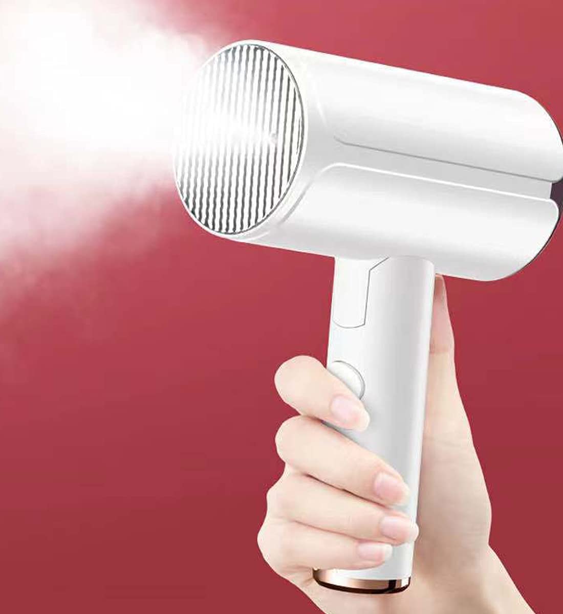 Portable 800W Foldable Travel Handheld Steamer and Iron - 2-in-1 Fabric Wrinkle Remover with Stainless Steel Plate - White | Perfect for Travel, Business Trips, and Home Garment Care