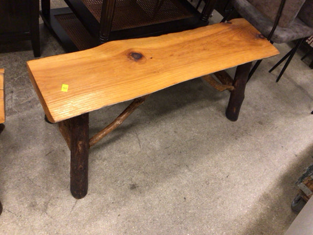 Rustic Log Bench - Handcrafted Solid Wood Outdoor Bench for Garden, Patio & Porch - Perfect for Camping, Backyard & Farmhouse Decor