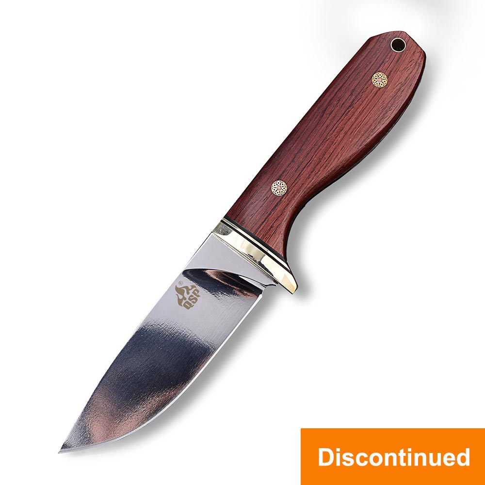 QSP Erised I Fixed Blade Knife - 9Cr14MoV High Carbon Steel Blade with Rosewood Handle & Leather Sheath - Perfect for Camping, Hunting, and Outdoor Survival