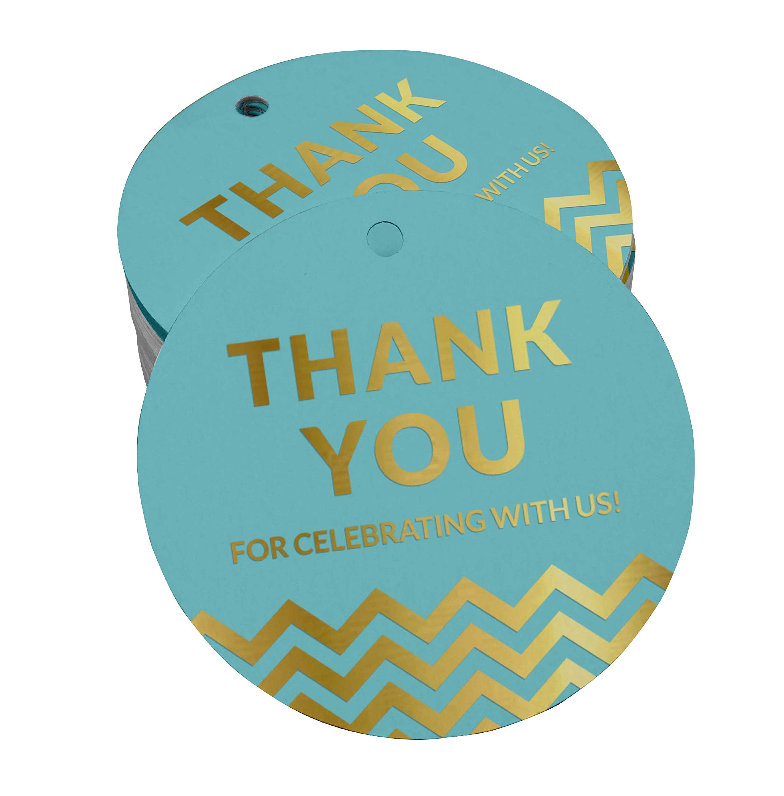 100 Pack Thank You Tags for Bridal Shower, Baby Shower, Wedding, Birthday & Retirement - Gold Foil Hang Tags for Party Favors, Gifts & Craft Decorations - Perfect for DIY Events, Celebrations & Special Occasions
