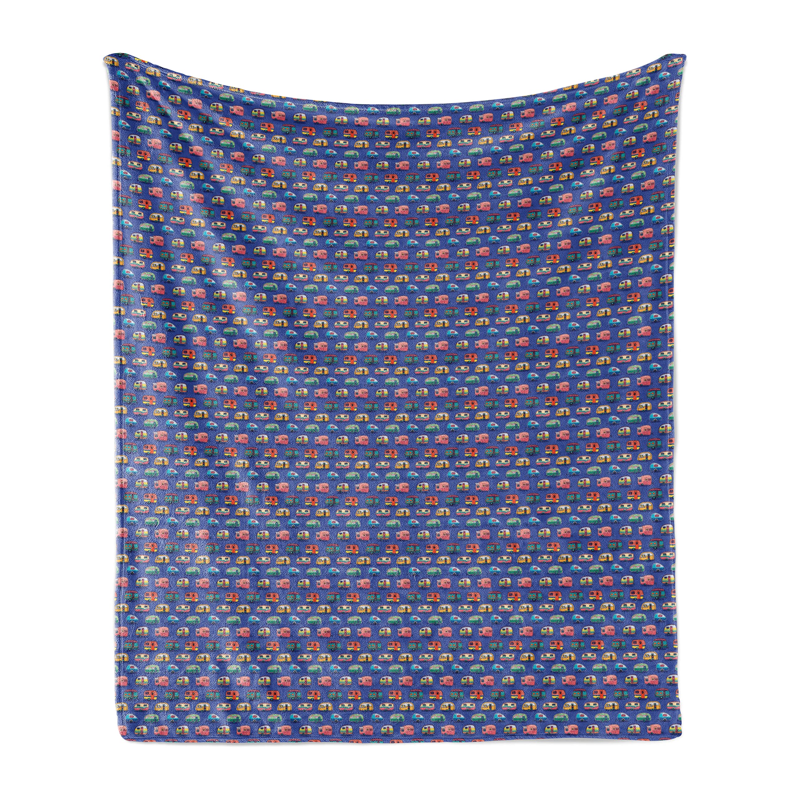 Ambesonne Vintage Cartoon Travel Trailers Throw Blanket - 50