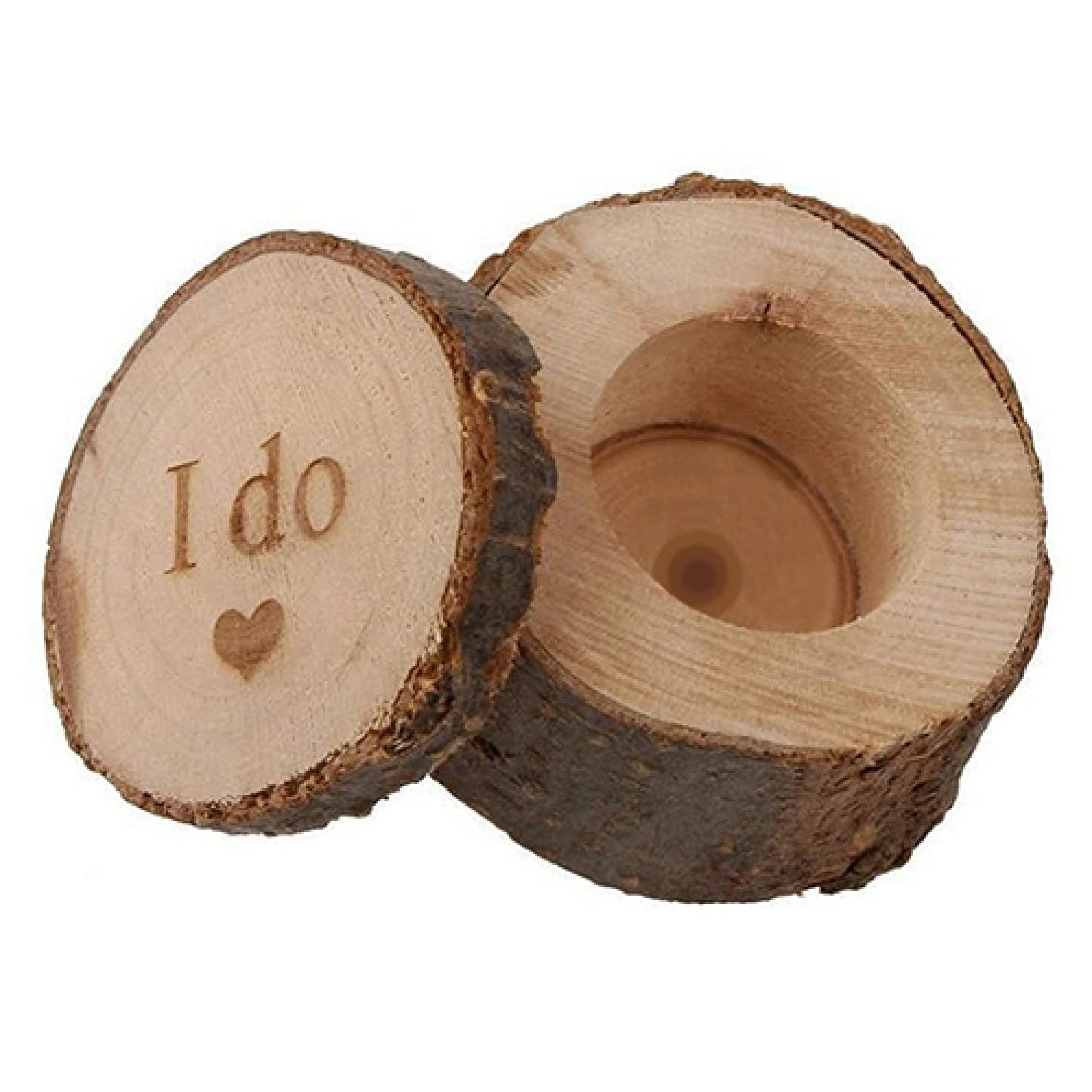 Vintage Wooden Wedding Ring Box - Heart & 