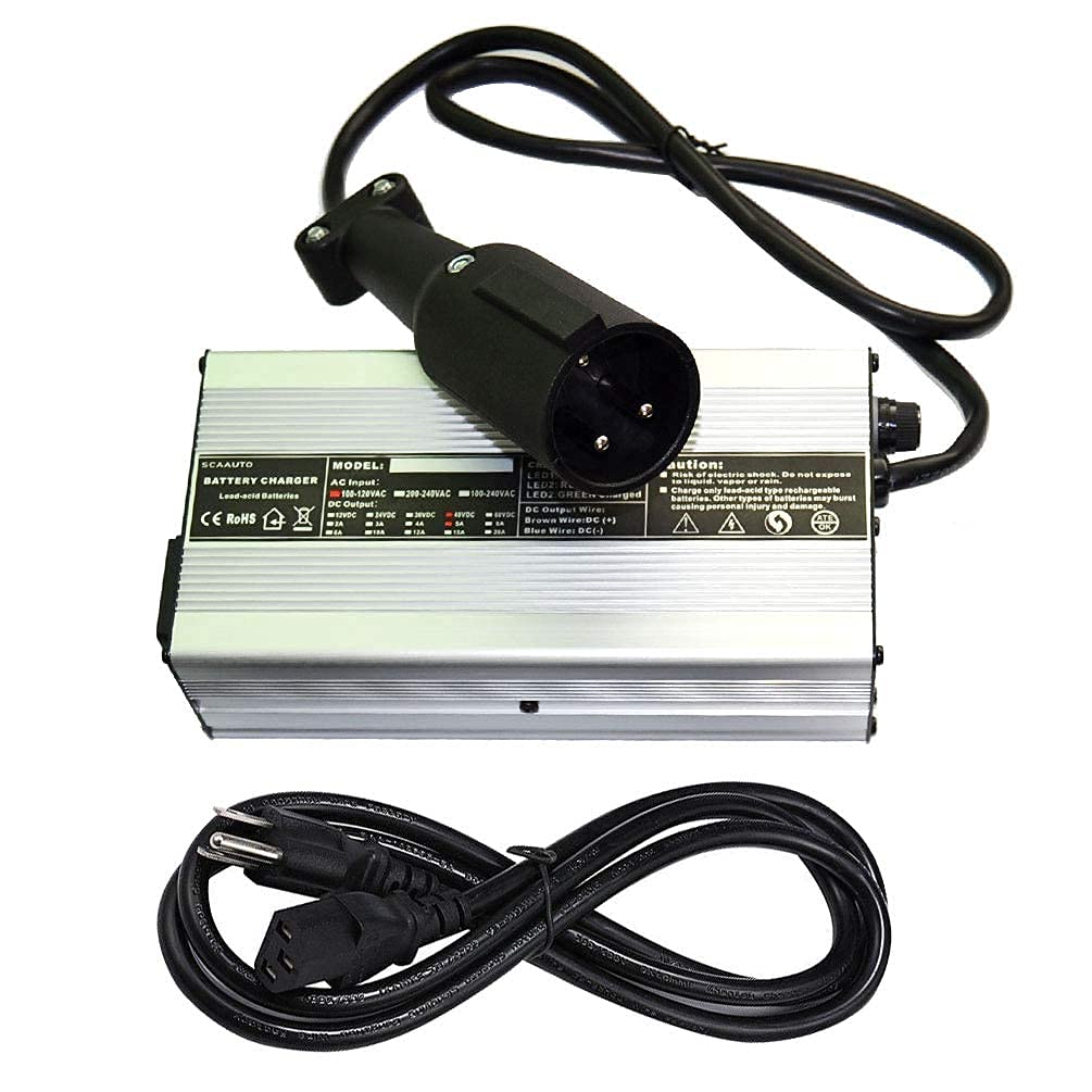 48V Golf Cart Battery Charger for Club Car DS & Precedent (1995+) - 3-Pin 5mm Round Plug - Compatible with Trojan Batteries | Golf Course, Resort & Personal Use Accessories