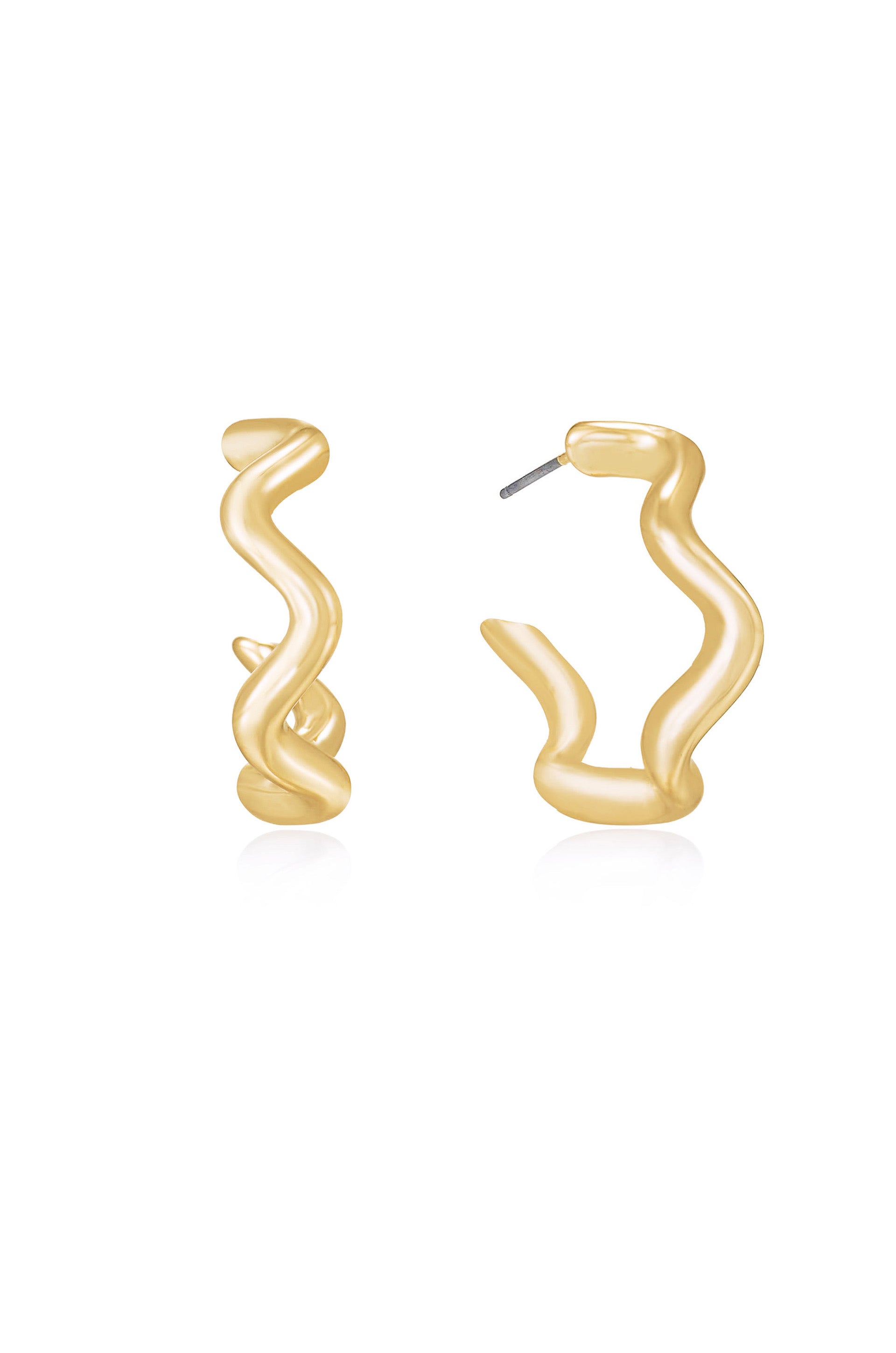 Only An Illusion Wavy Hoop Earrings for Women - Trendy Gold Plated Dangle Earrings for Party, Wedding & Everyday Wear
