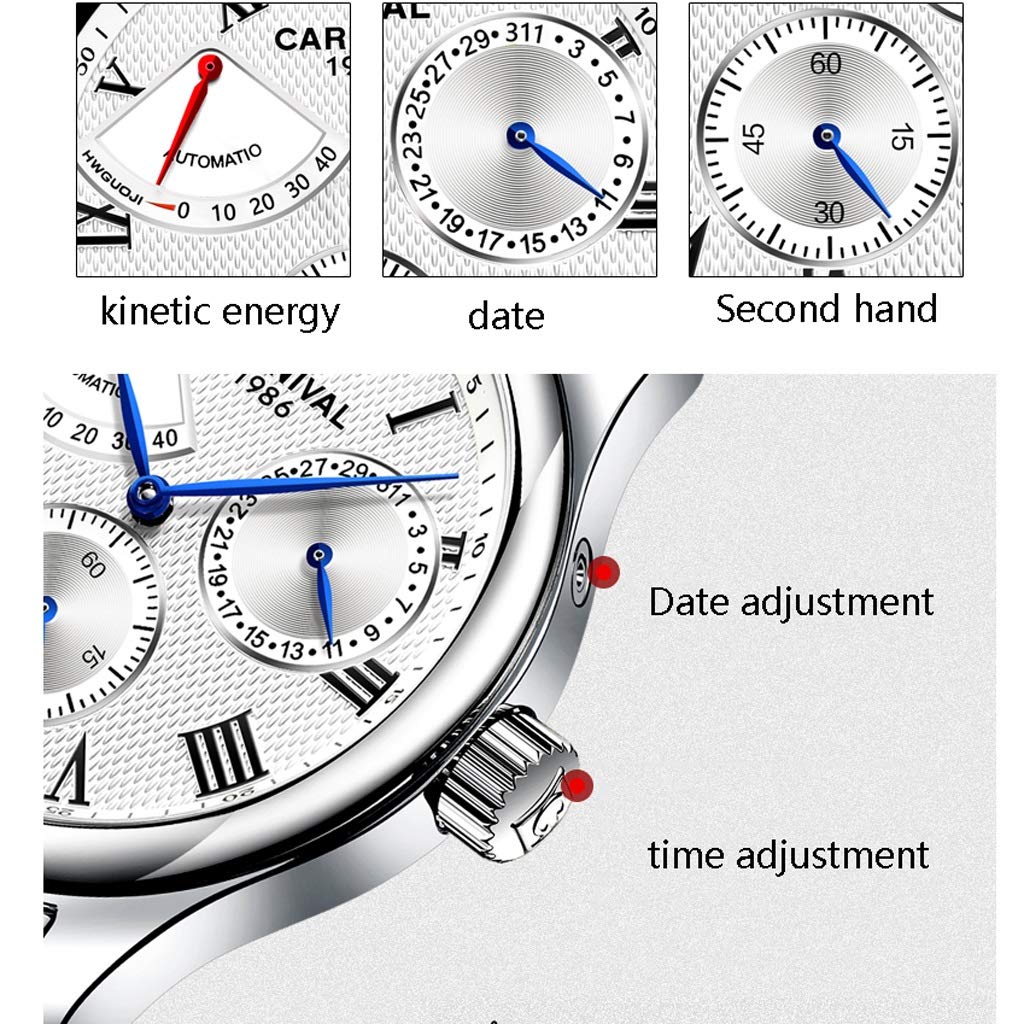 DLT Classic Automatic Mechanical Men's Watch - Waterproof Stainless Steel Two-Tone Band with Bow Fold-Over Clasp - Minimalist Gold Case & White Dial - Perfect for Business, Casual & Formal Occasions