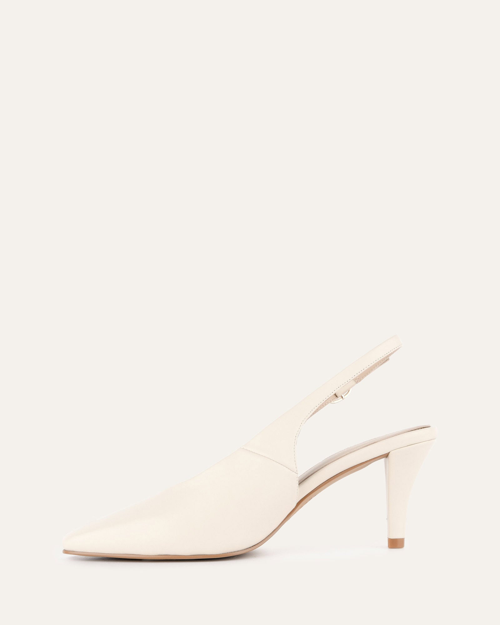 Justine Women's Mid Heel Leather Pumps in Off White - Comfortable Office & Wedding Shoes for Professional and Formal Occasions