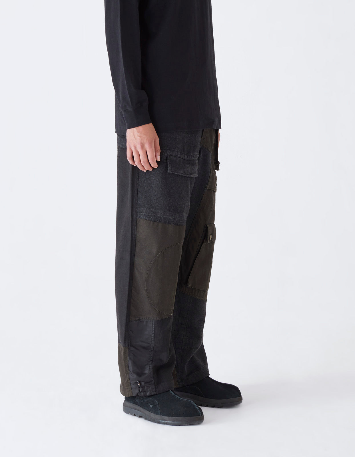 Upcycled M65 Loose Cargo Pants for Men - Black Olive Drab | Military Style Tactical Pants for Outdoor Hiking, Camping & Streetwear Fashion