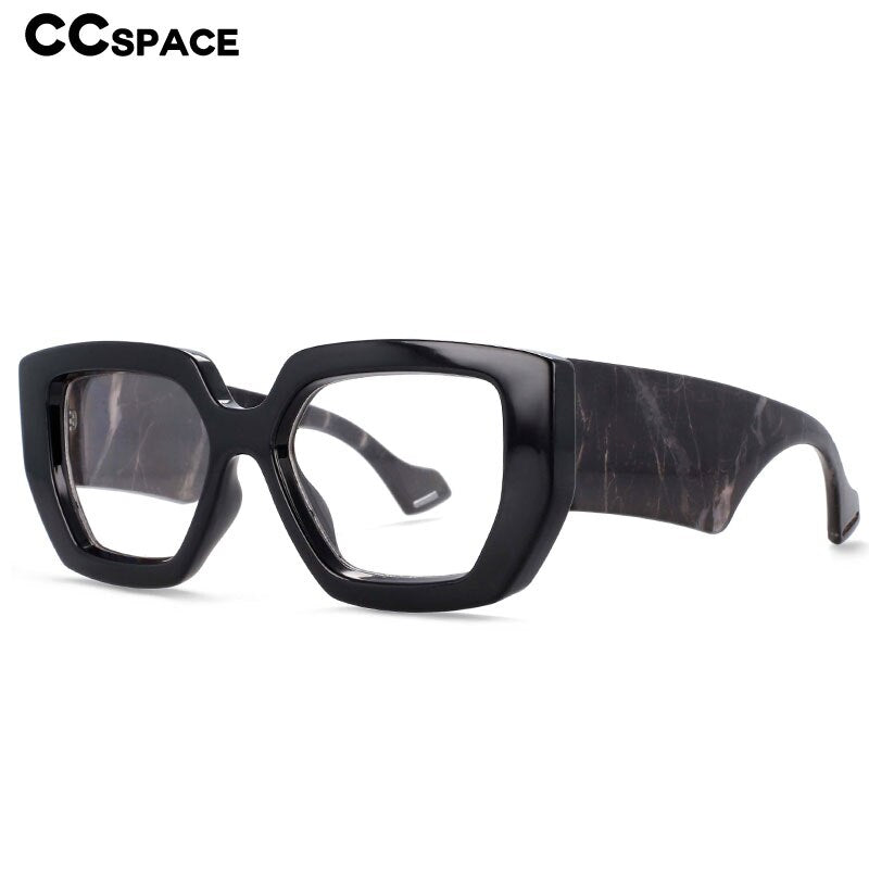 CCspace Unisex Full Rim Oversized Square Acetate Frame Eyeglasses 54035 - Retro Fashion Glasses for Men & Women - Perfect for Reading, Driving, and Daily Wear
