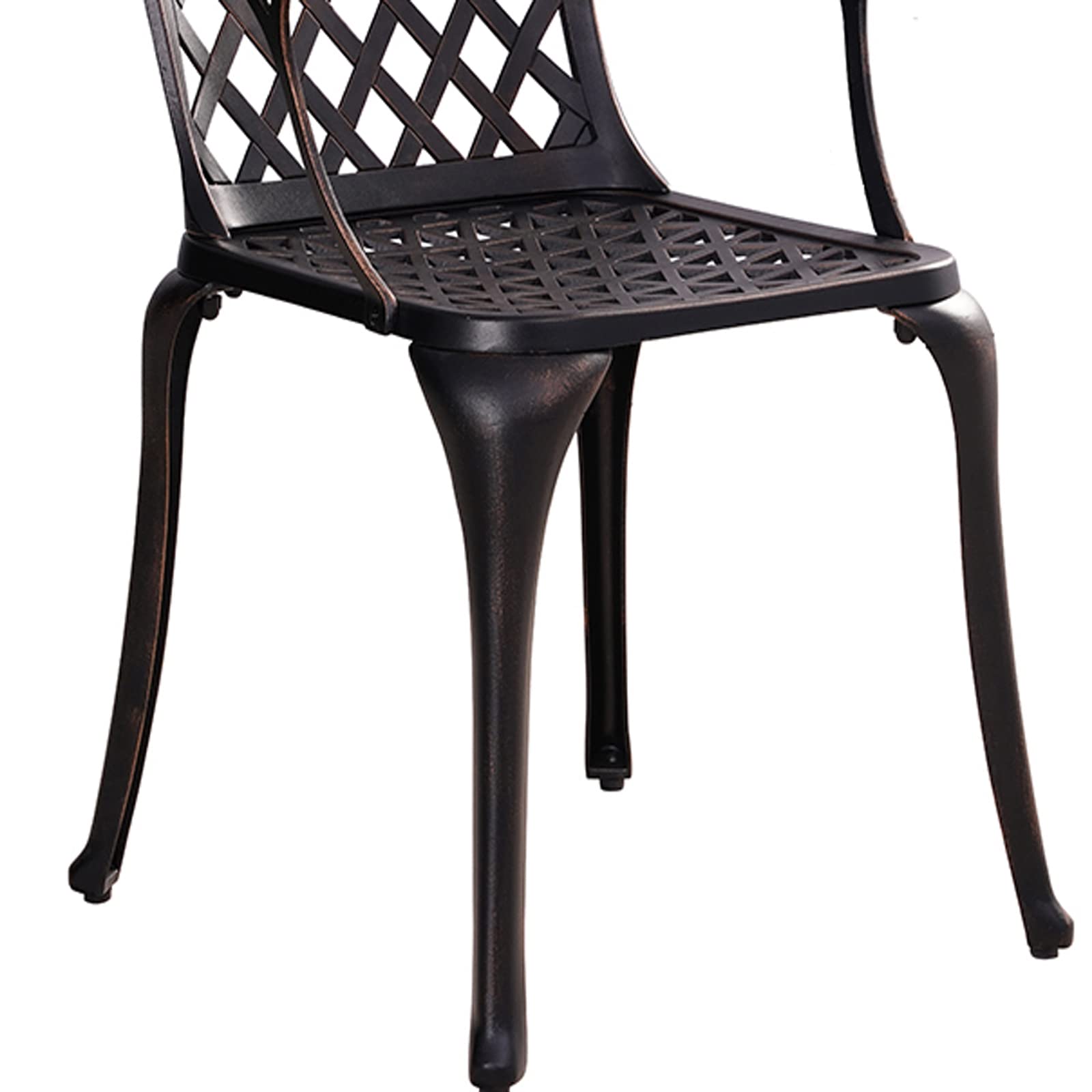 Outdoor Patio Bistro Chairs Set of 2 - Heavy Duty Cast Aluminum All-Weather Dining Chairs with Armrests - Bronze Garden Seating for Backyard, Deck, Restaurant & Outdoor Dining